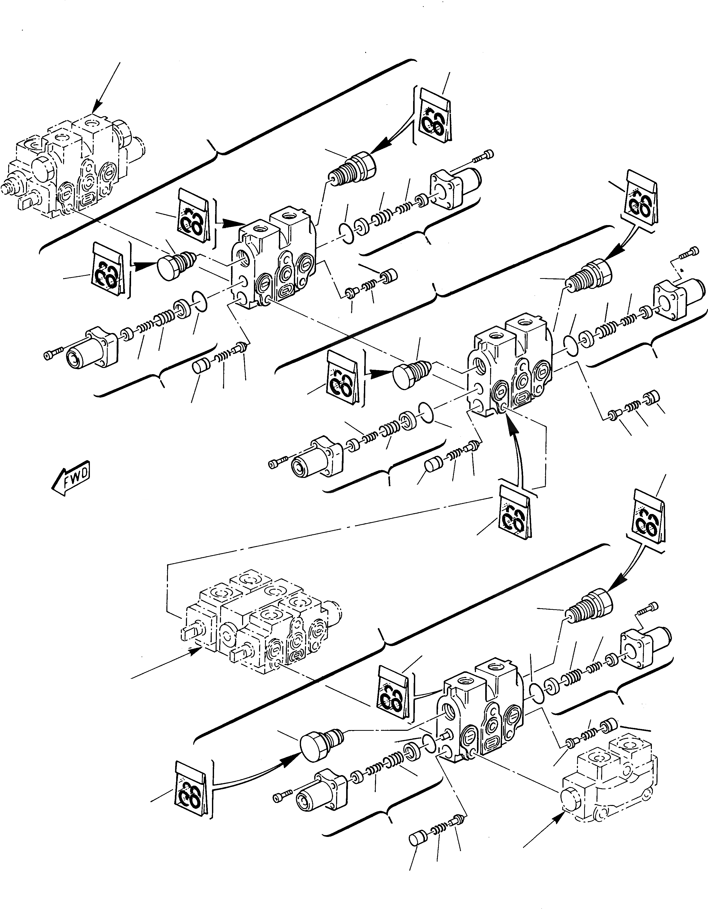 Схема запчастей Komatsu 222 - 6-СЕКЦИОНН. УПРАВЛЯЮЩ. КЛАПАН (3 ЧАСТЬ) УПРАВЛ-Е РАБОЧИМ ОБОРУДОВАНИЕМ