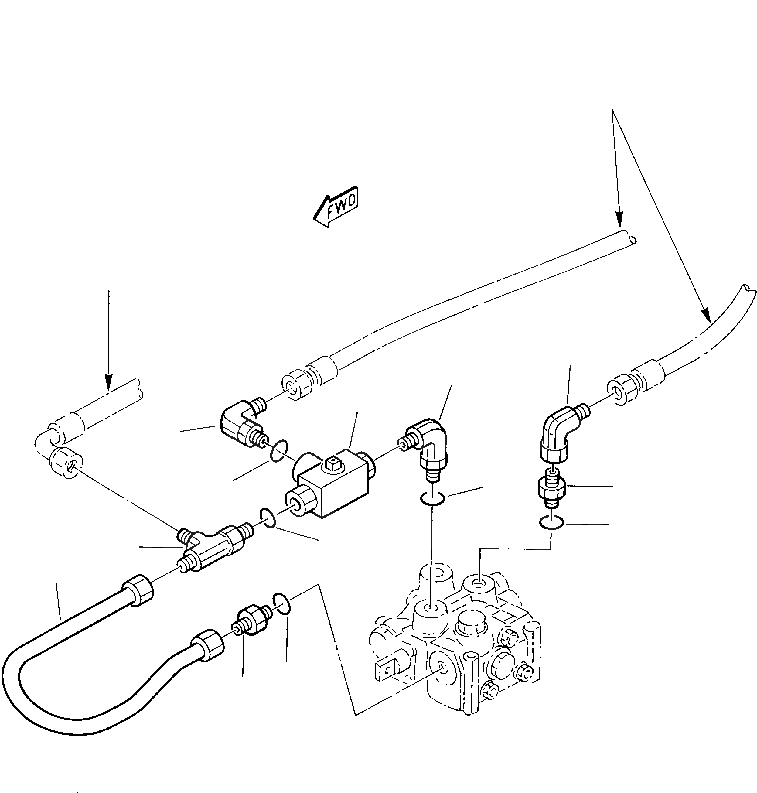 Схема запчастей Komatsu 222 - ГИДРОЛИНИЯ ДЛЯ НАВЕСН. ОБОРУД (1 ЧАСТЬ) УПРАВЛ-Е РАБОЧИМ ОБОРУДОВАНИЕМ