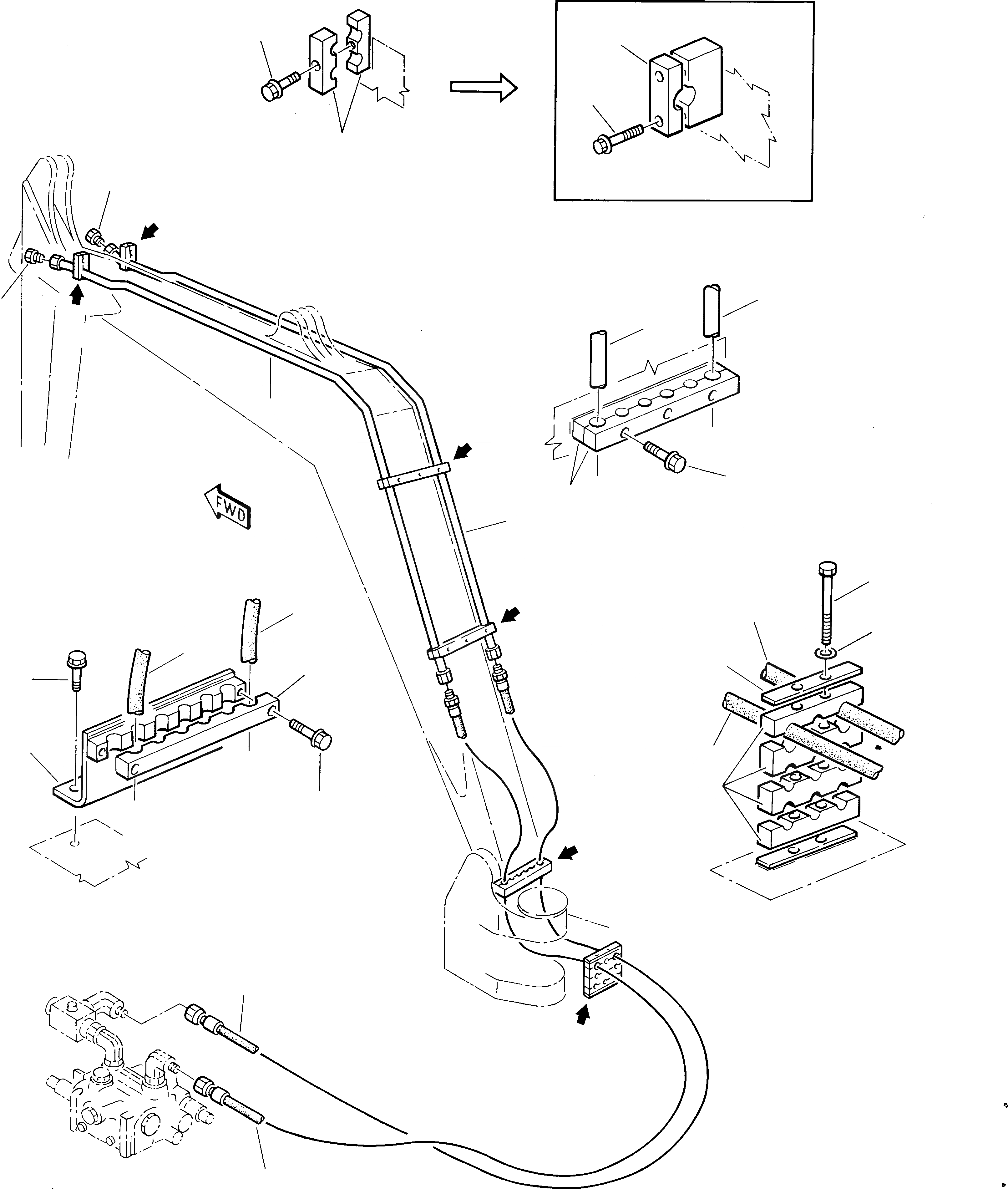 Схема запчастей Komatsu 222 - ГИДРОЛИНИЯ ДЛЯ НАВЕСН. ОБОРУД (2 ЧАСТЬ) УПРАВЛ-Е РАБОЧИМ ОБОРУДОВАНИЕМ