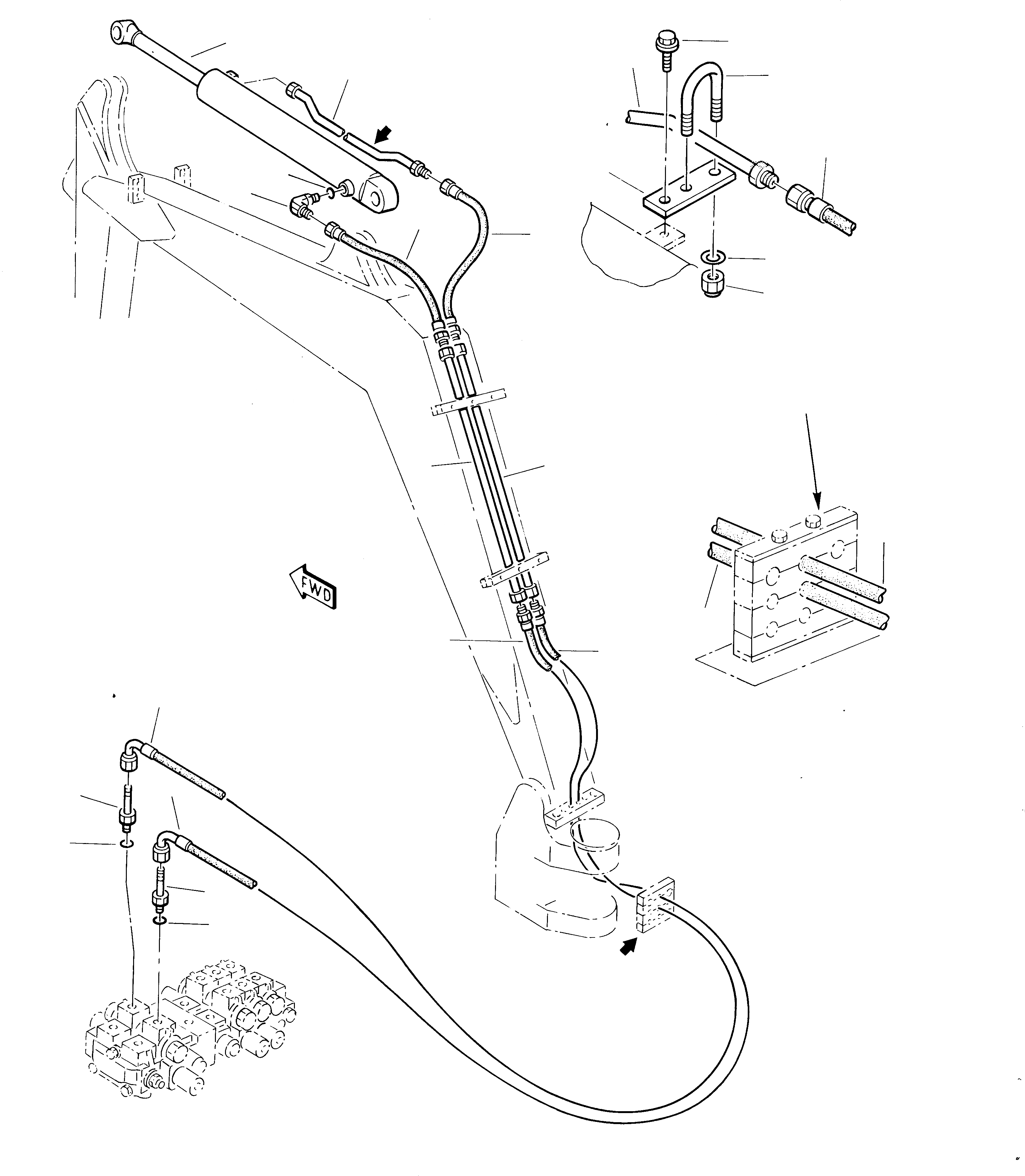 Схема запчастей Komatsu 222 - ГИДРОЛИНИЯ (ЦИЛИНДР РУКОЯТИ) РАБОЧЕЕ ОБОРУДОВАНИЕ