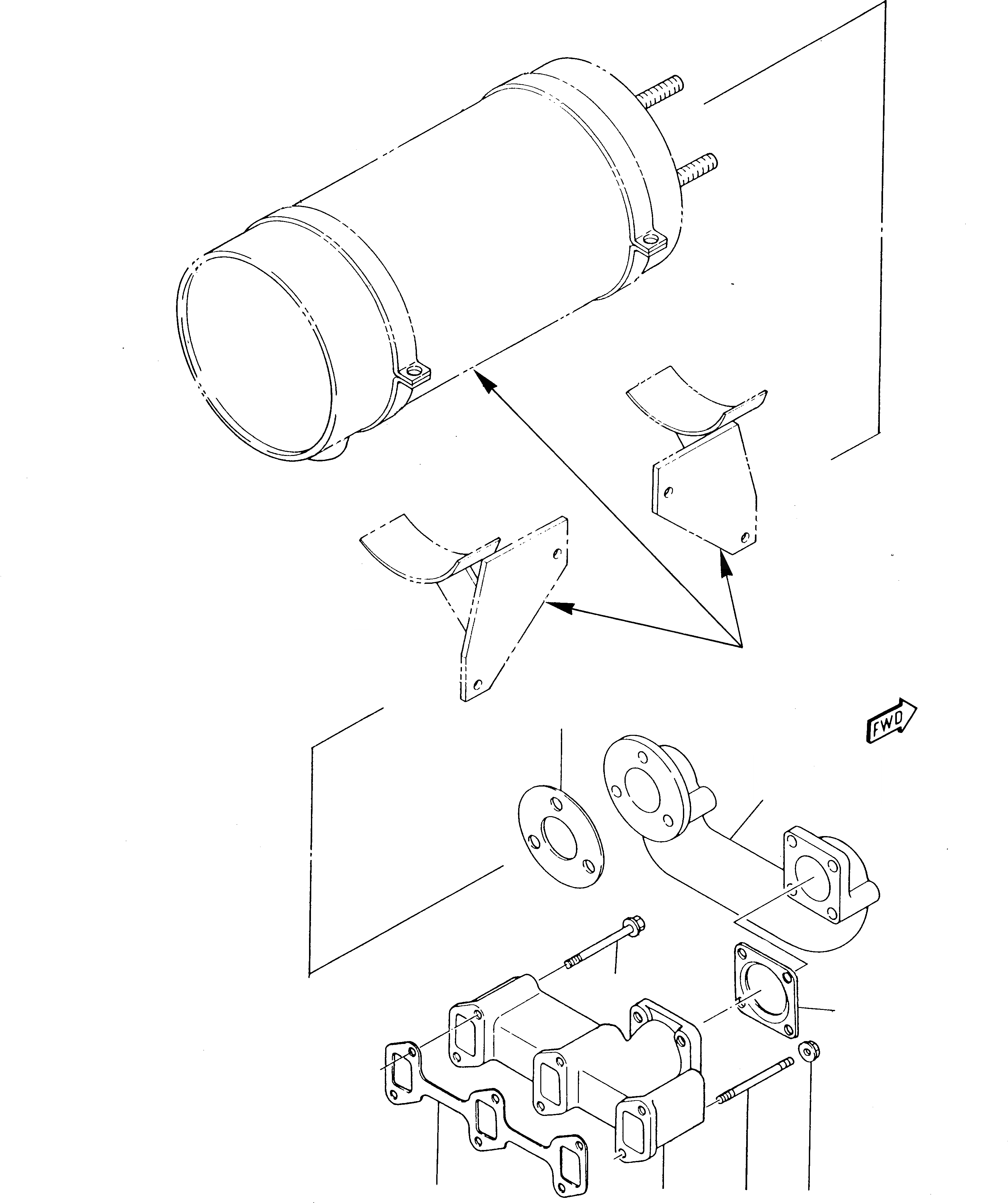 Схема запчастей Komatsu 230 - ВЫПУСКНОЙ КОЛЛЕКТОР ДВИГАТЕЛЬ