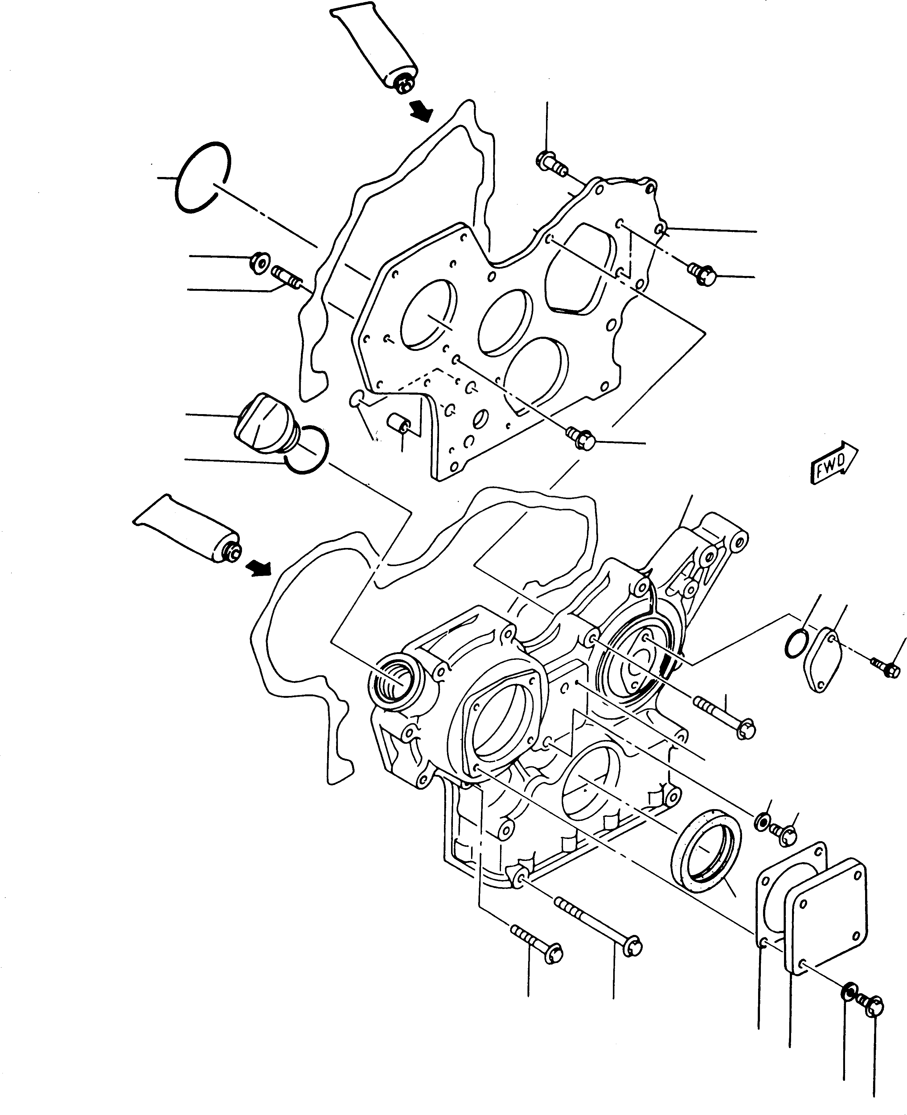 Схема запчастей Komatsu 230 - КОЖУХ ШЕСТЕРЕН. ПЕРЕДАЧИ ДВИГАТЕЛЬ