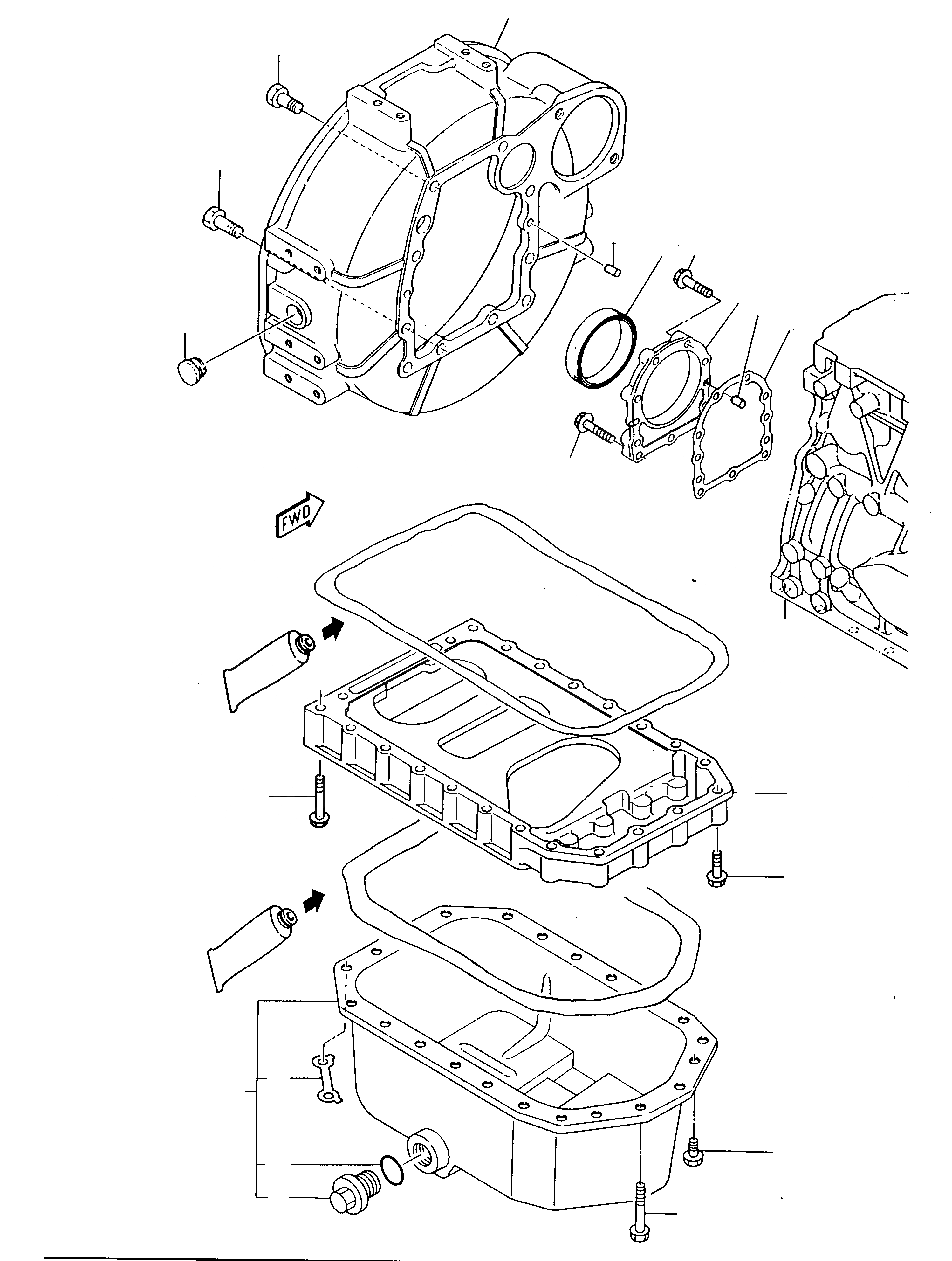 Схема запчастей Komatsu 230 - МАХОВИК - СИСТЕМА СМАЗКИ МАСЛ. НАСОС ДВИГАТЕЛЬ