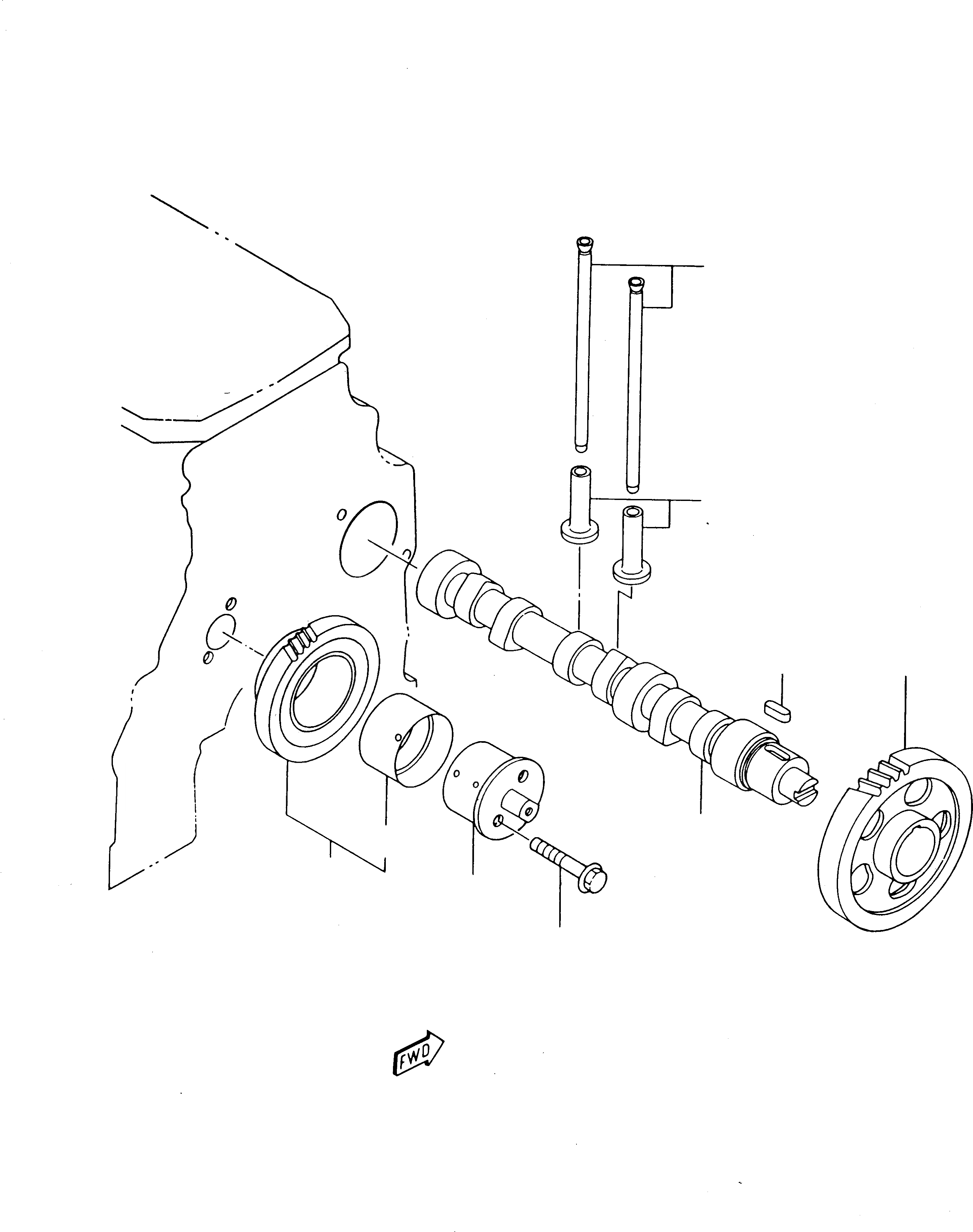 Схема запчастей Komatsu 230 - РАСПРЕДВАЛ И ВЕДУЩИЙ МЕХАНИЗМ ДВИГАТЕЛЬ