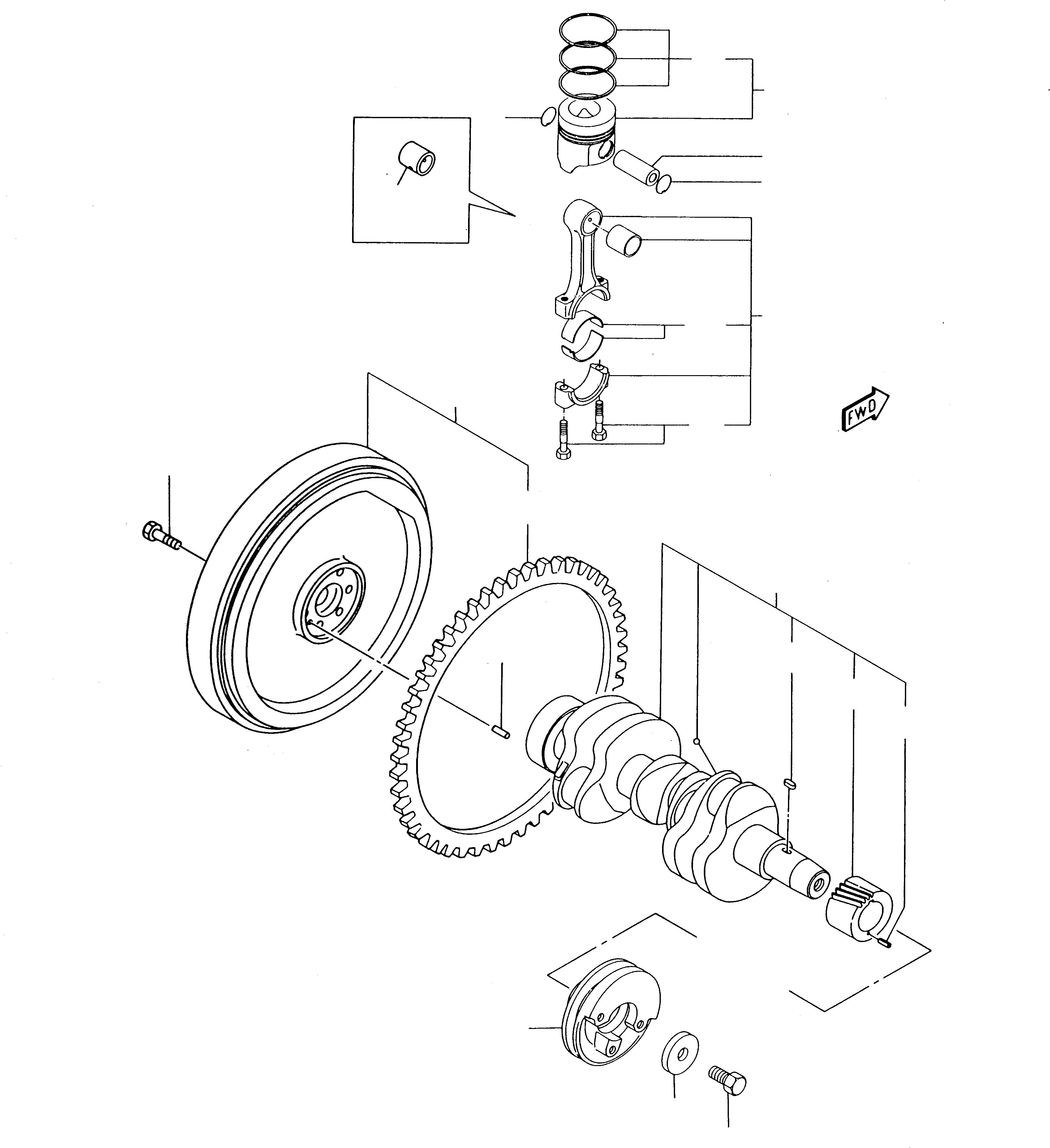 Схема запчастей Komatsu 230 - КОЛЕНВАЛ И ПОРШЕНЬ ДВИГАТЕЛЬ