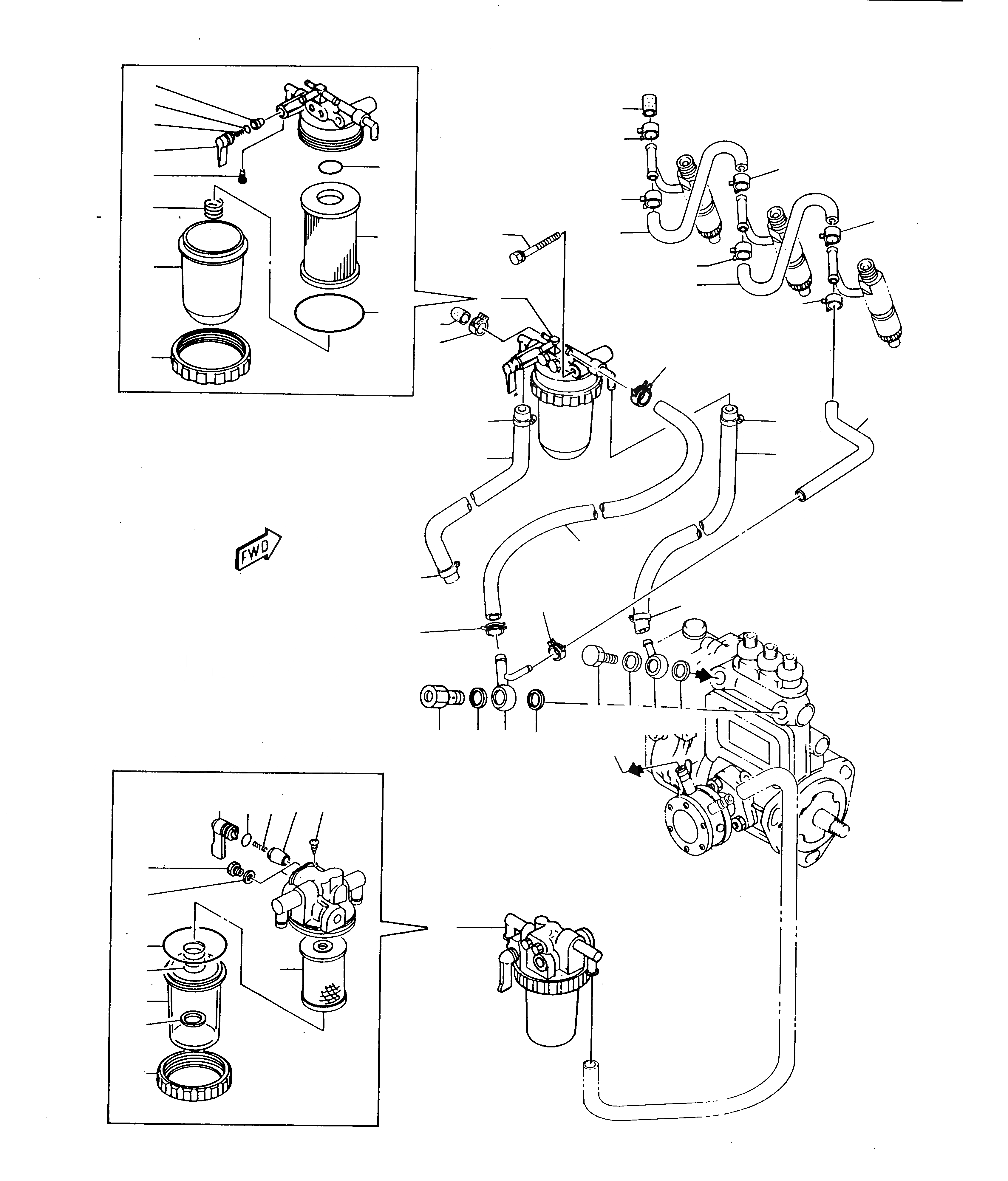 Схема запчастей Komatsu 230 - ТОПЛИВН. ЛИНИЯ ДВИГАТЕЛЬ