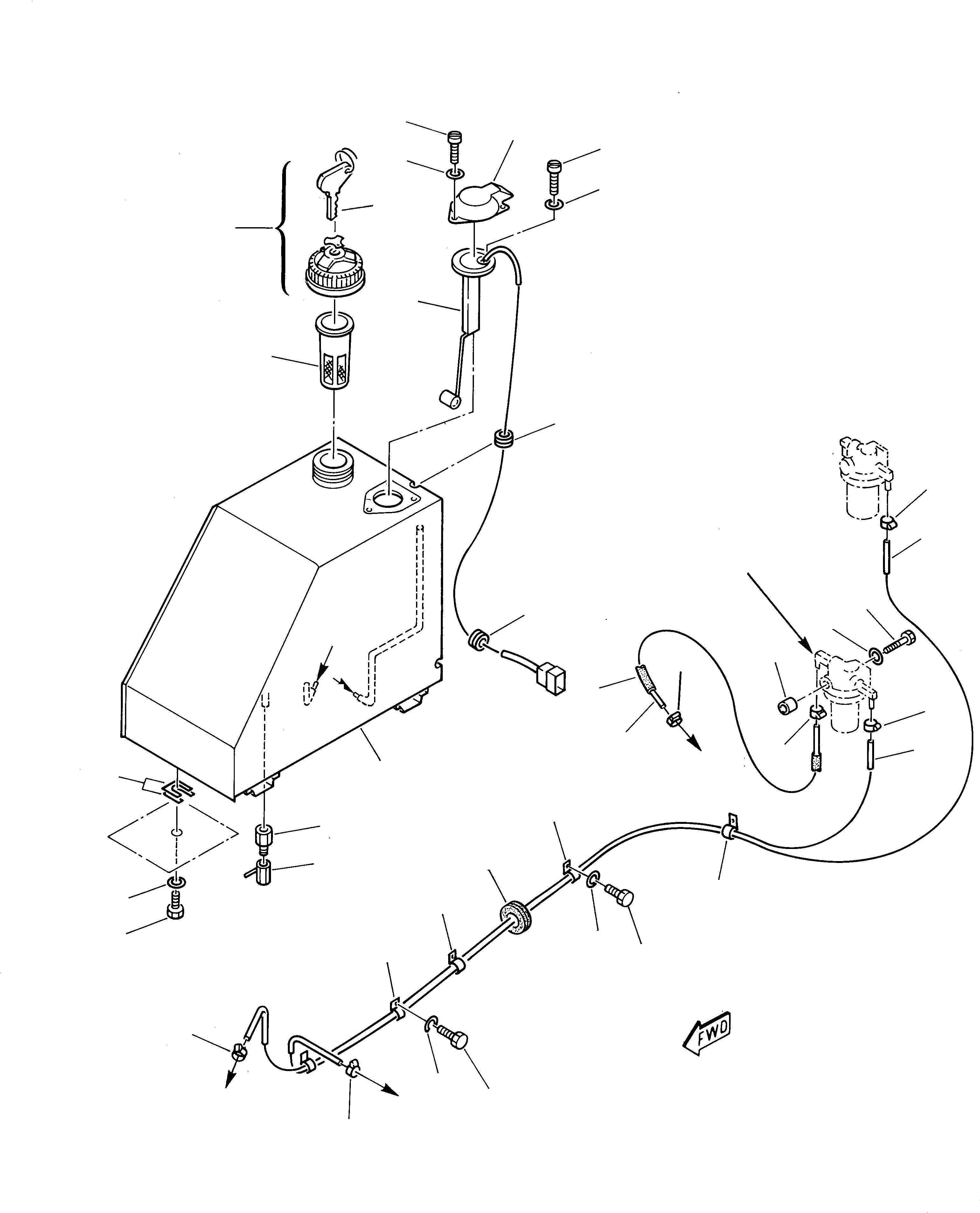 Схема запчастей Komatsu 230 - ТОПЛИВОПРОВОД. КОМПОНЕНТЫ ДВИГАТЕЛЯ И ЭЛЕКТРИКА