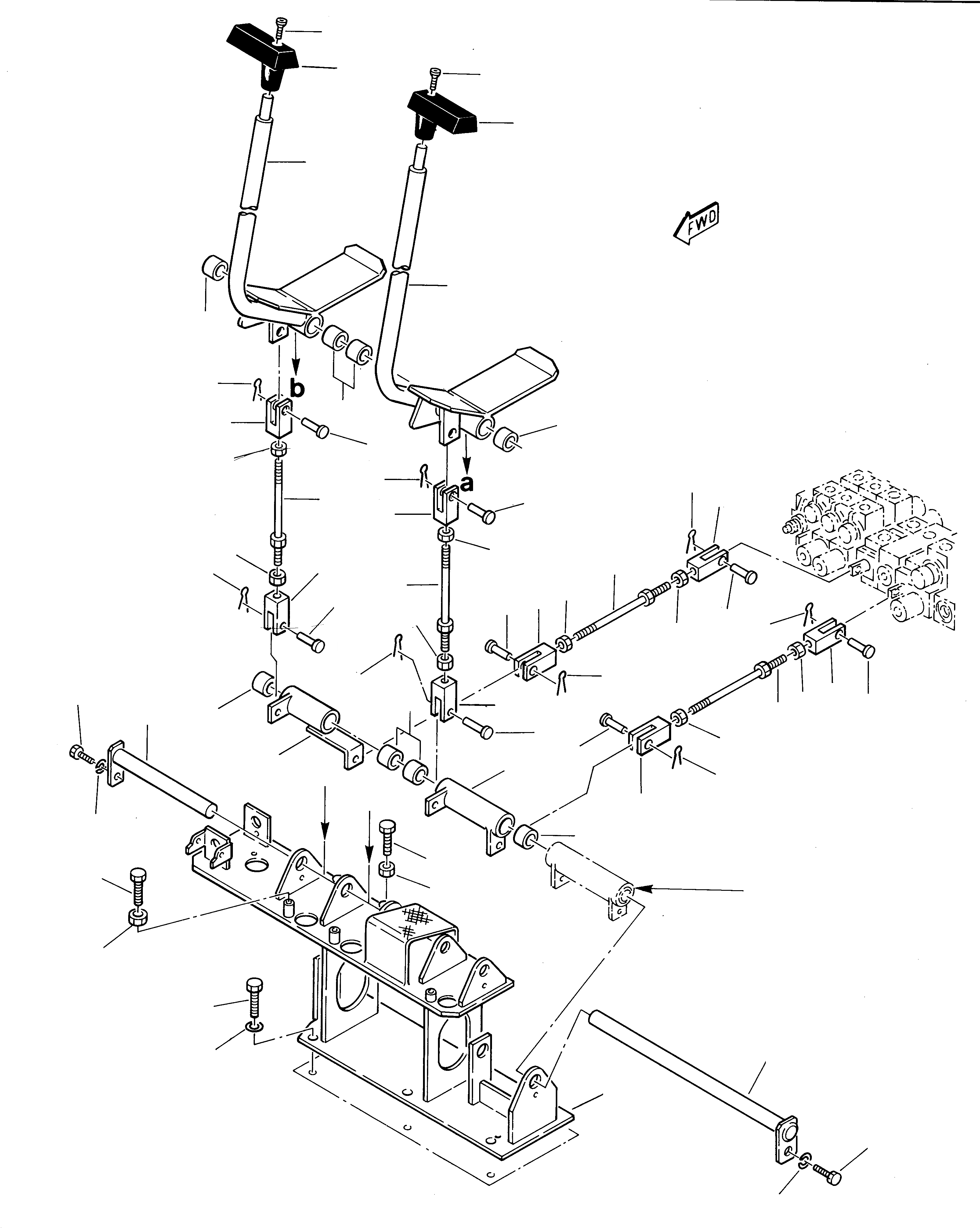 Схема запчастей Komatsu 230 - РЫЧАГ УПРАВЛ-Я ХОДОМ СИСТЕМА УПРАВЛЕНИЯ И ОСНОВНАЯ РАМА