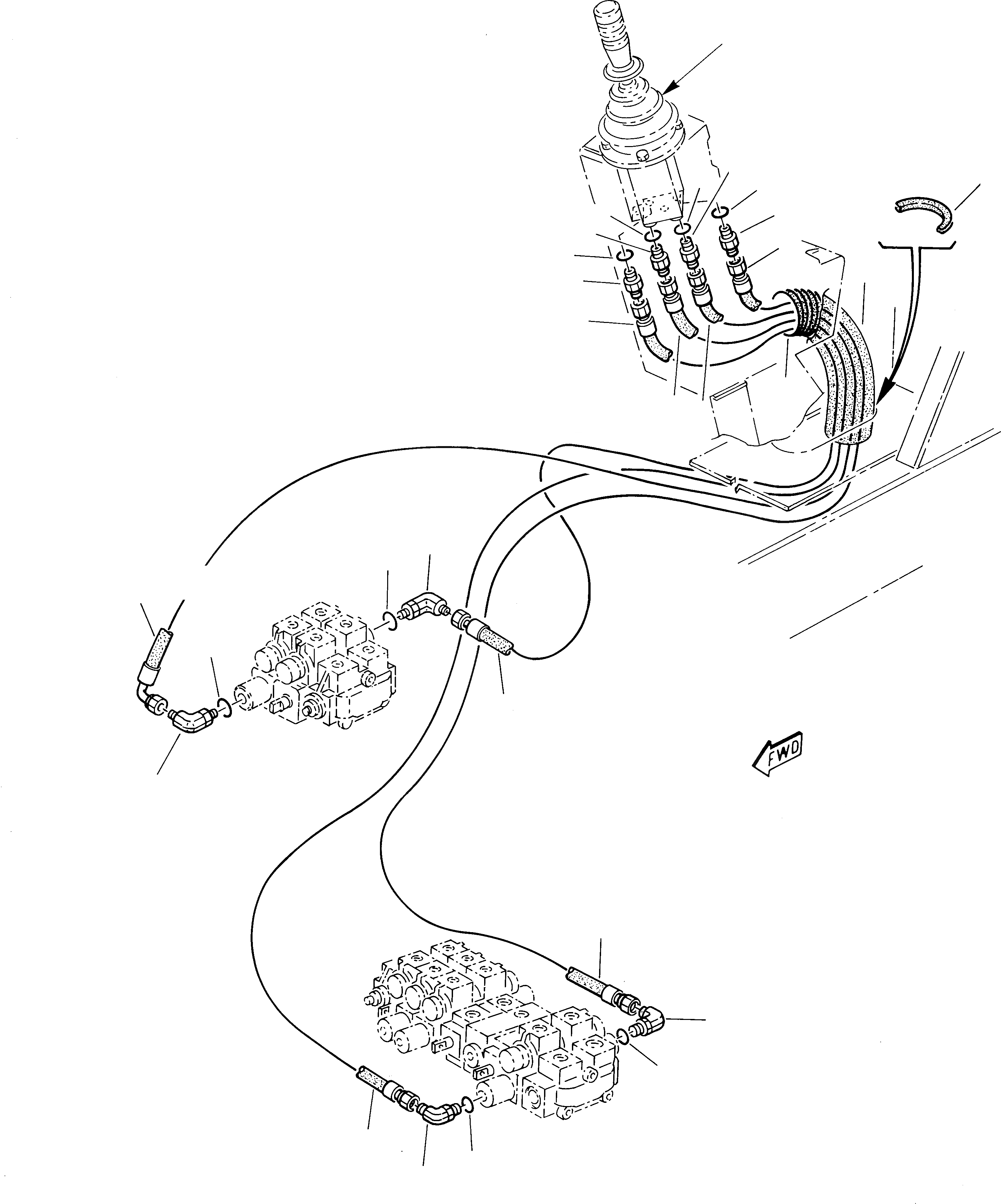 Схема запчастей Komatsu 230 - РУКОЯТЬ И КОВШ СЕРВОУПРАВЛ. (2 ЧАСТЬ) СИСТЕМА УПРАВЛЕНИЯ И ОСНОВНАЯ РАМА