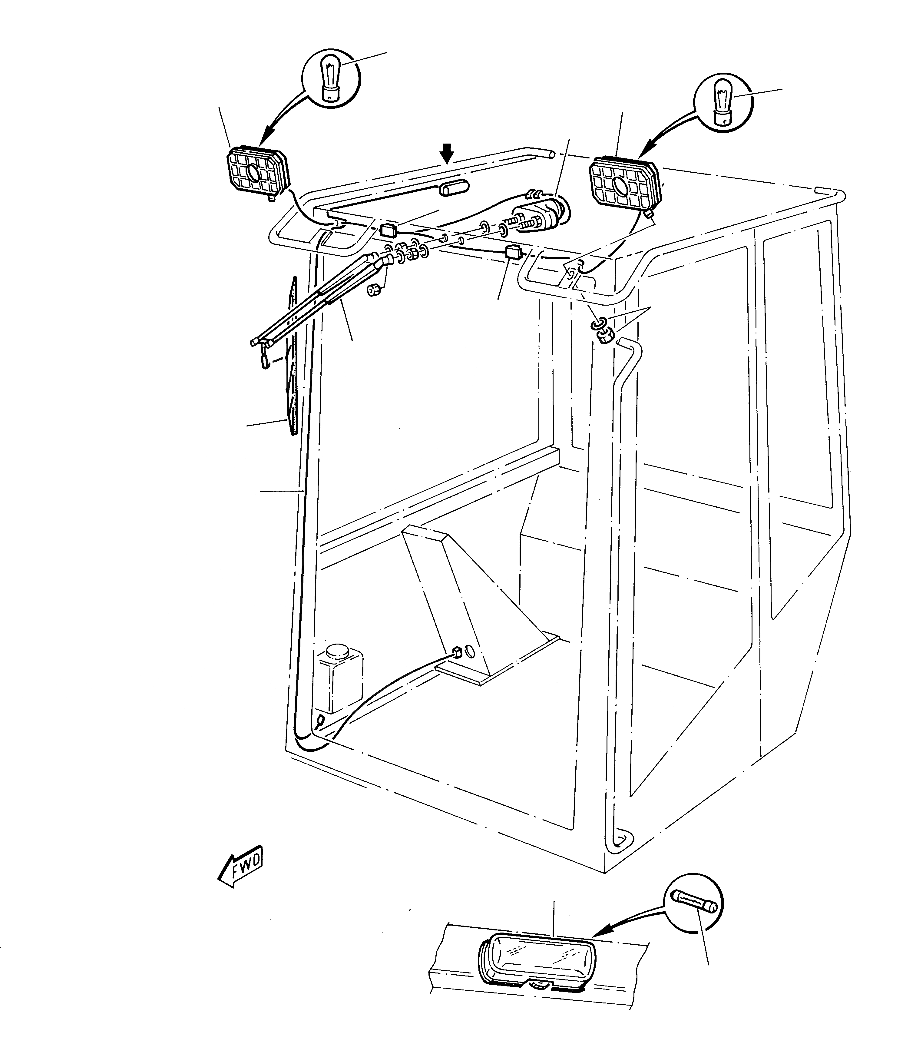 Схема запчастей Komatsu 230 - ЭЛЕКТРИКА КАБИНА ЧАСТИ КОРПУСА И КАБИНА