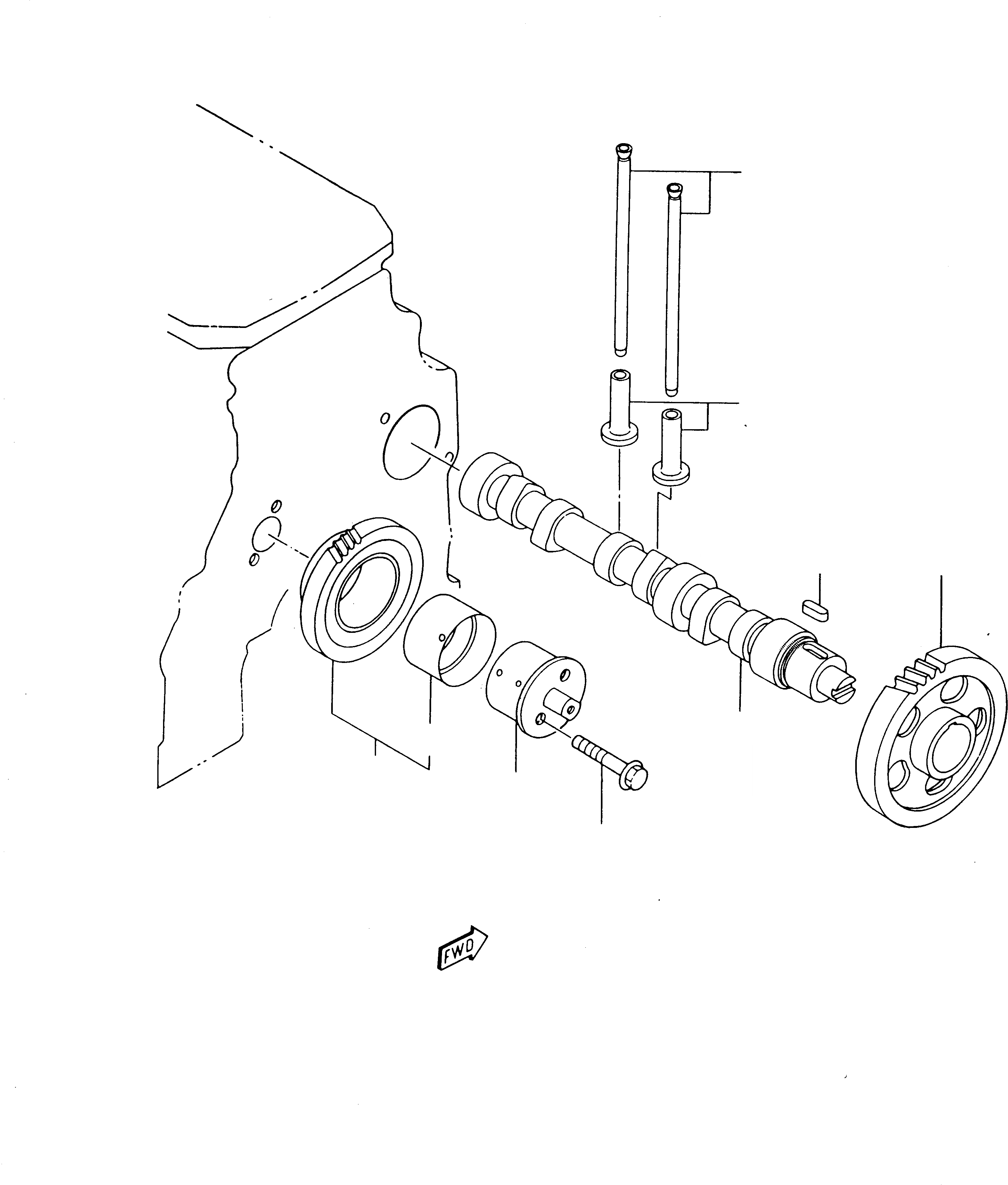 Схема запчастей Komatsu 235 - РАСПРЕДВАЛ И ВЕДУЩИЙ МЕХАНИЗМ ДВИГАТЕЛЬ