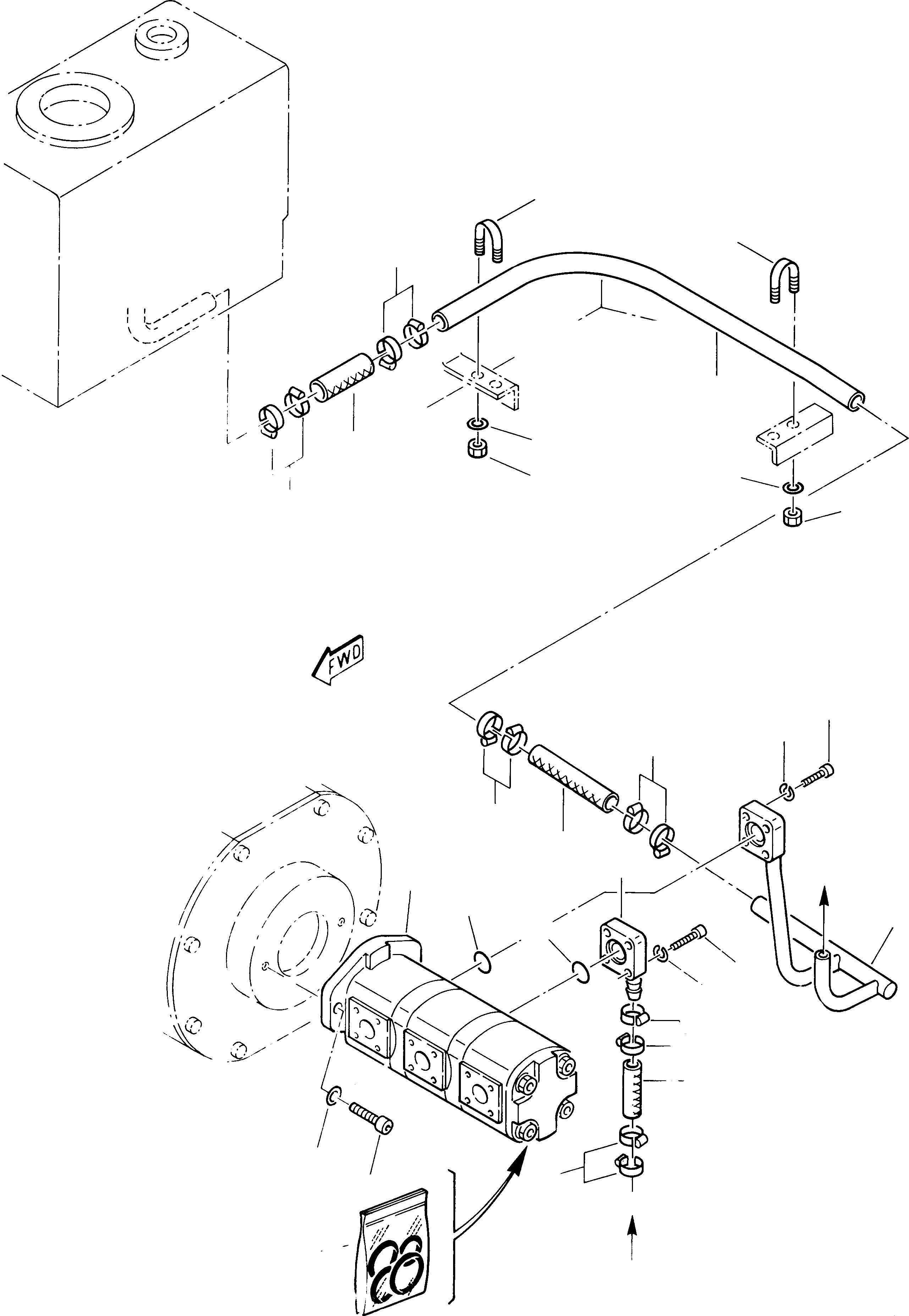 Схема запчастей Komatsu 235 - ГИДРОЛИНИЯ (ВСАСЫВ. ЛИНИЯ) РАБОЧЕЕ ОБОРУДОВАНИЕ