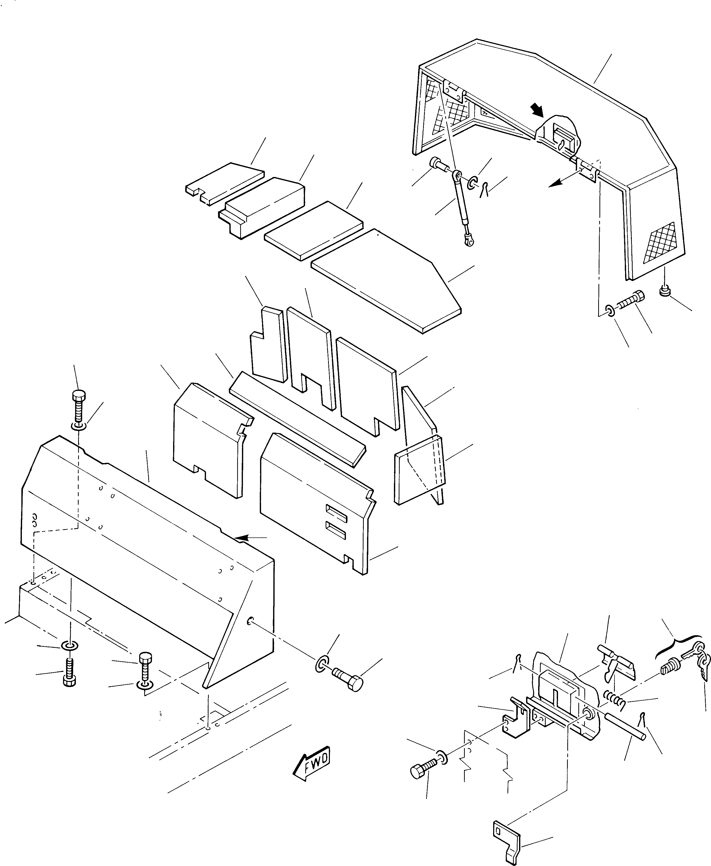 Схема запчастей Komatsu 245 - КАБИНА ЧАСТИ КОРПУСА И КАБИНА