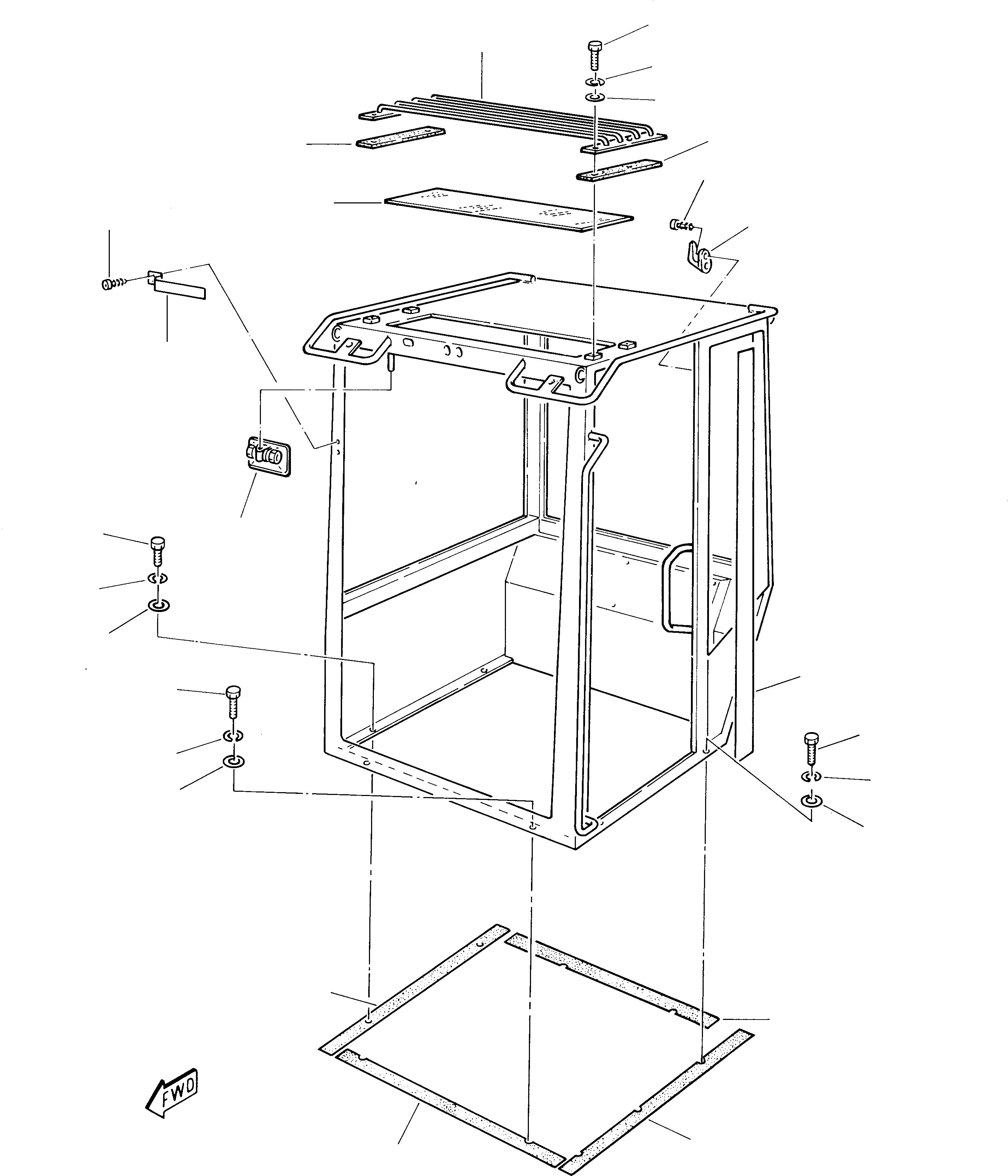 Схема запчастей Komatsu 245 - КАБИНА (1 ЧАСТЬ) ЧАСТИ КОРПУСА И КАБИНА