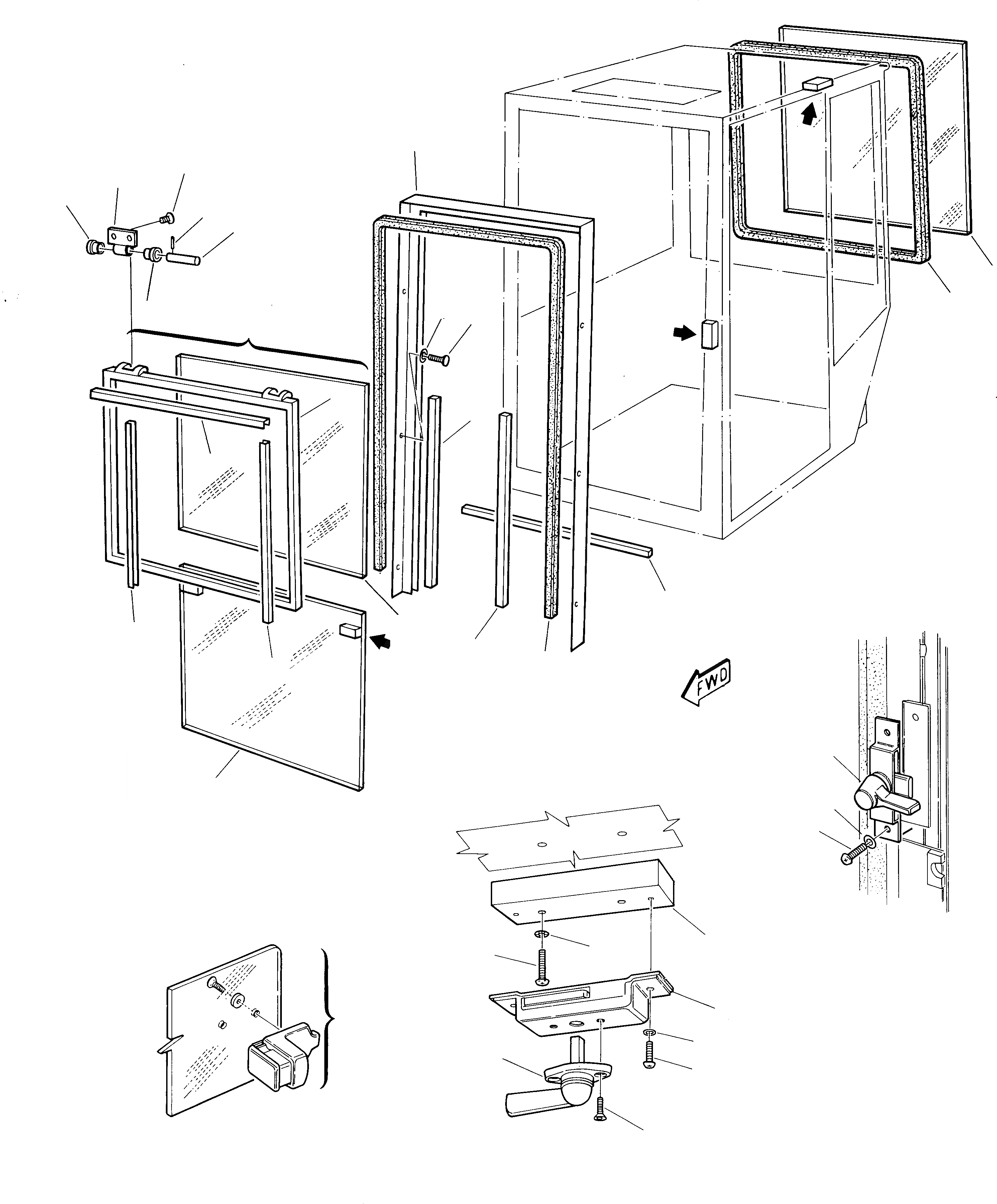 Схема запчастей Komatsu 245 - КАБИНА (3 ЧАСТЬ) ЧАСТИ КОРПУСА И КАБИНА