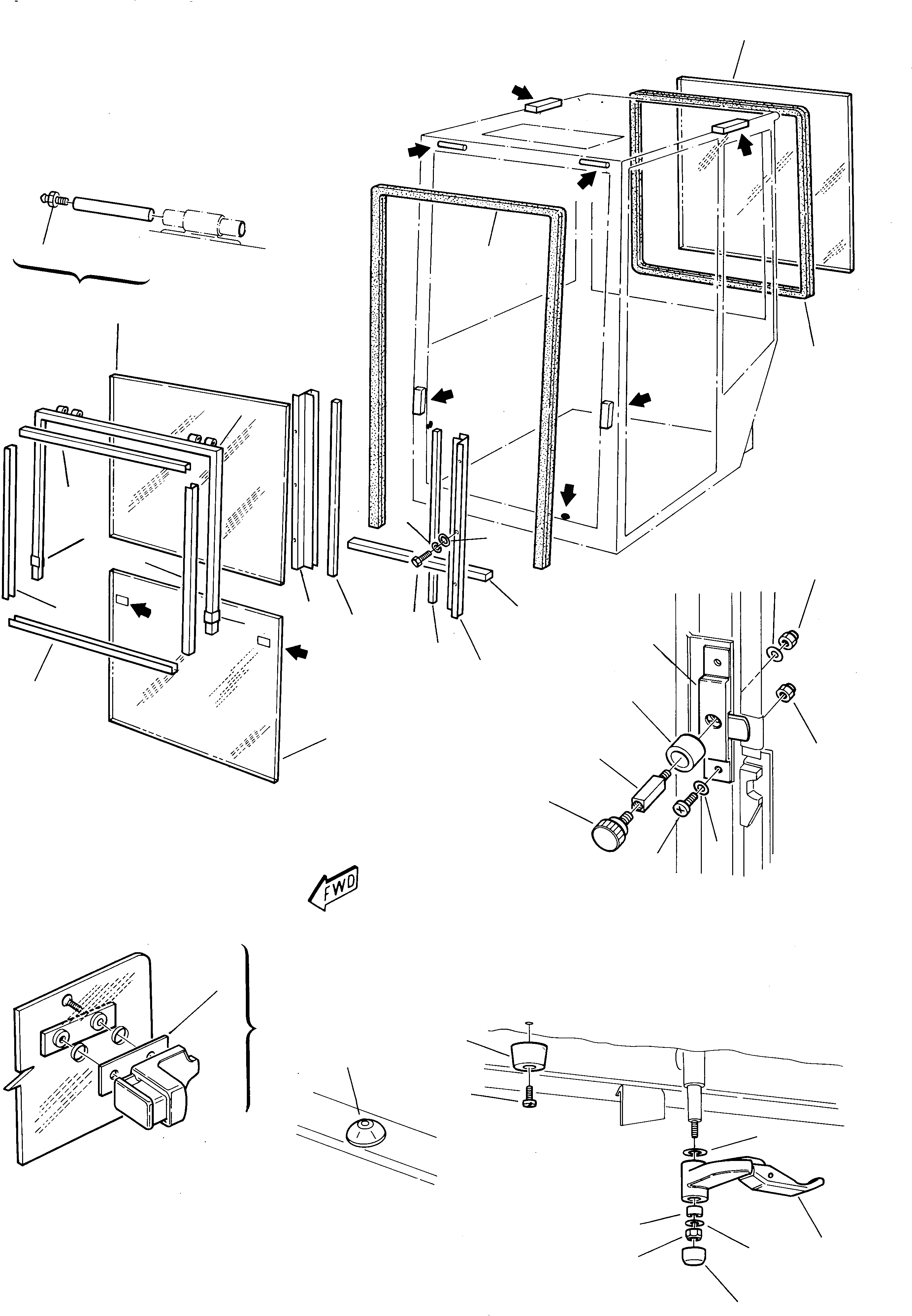 Схема запчастей Komatsu 245 - КАБИНА (3 ЧАСТЬ) ЧАСТИ КОРПУСА И КАБИНА