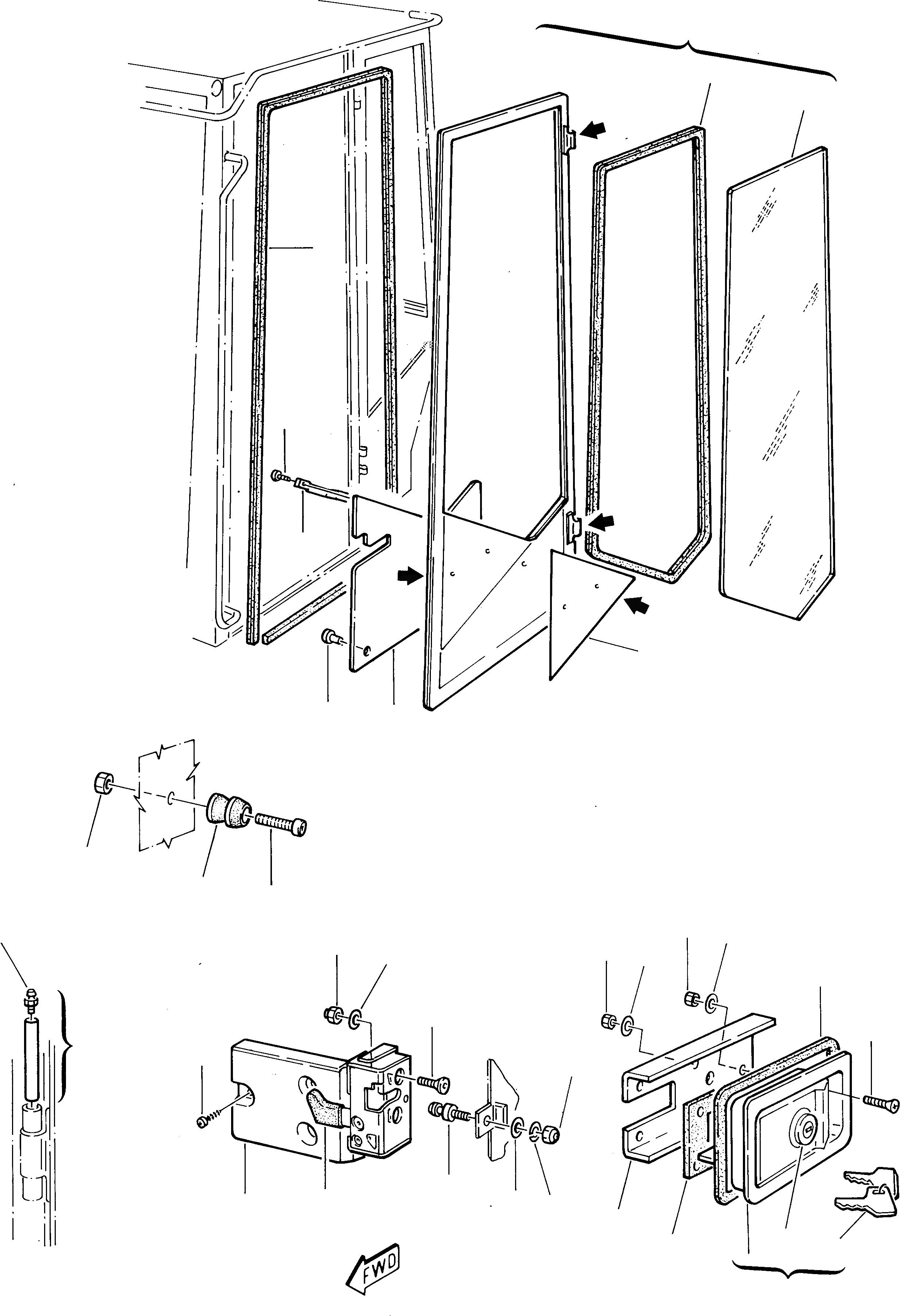 Схема запчастей Komatsu 245 - КАБИНА (TH ЧАСТЬ) ЧАСТИ КОРПУСА И КАБИНА
