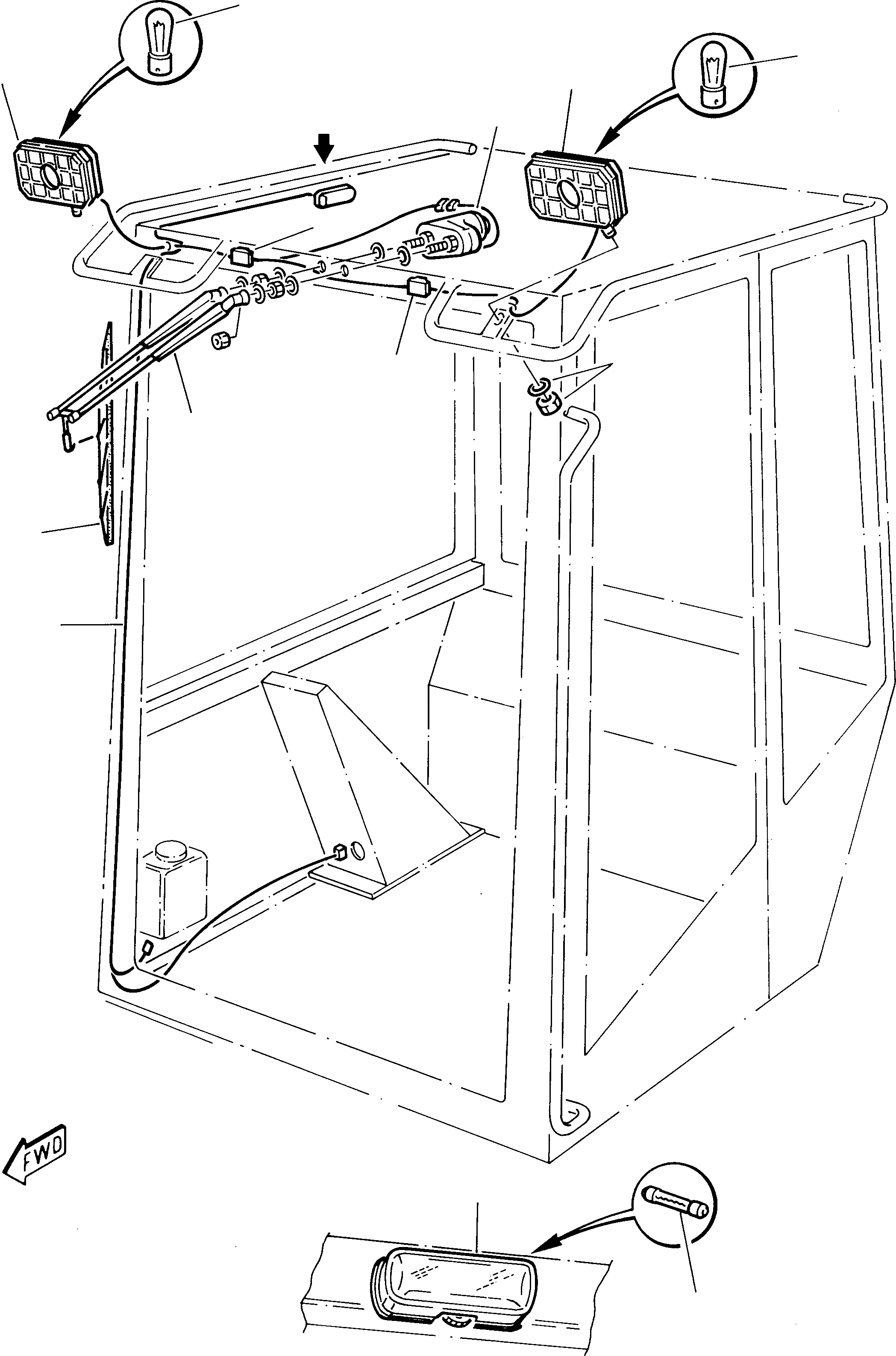 Схема запчастей Komatsu 245 - ЭЛЕКТРИКА КАБИНА ЧАСТИ КОРПУСА И КАБИНА