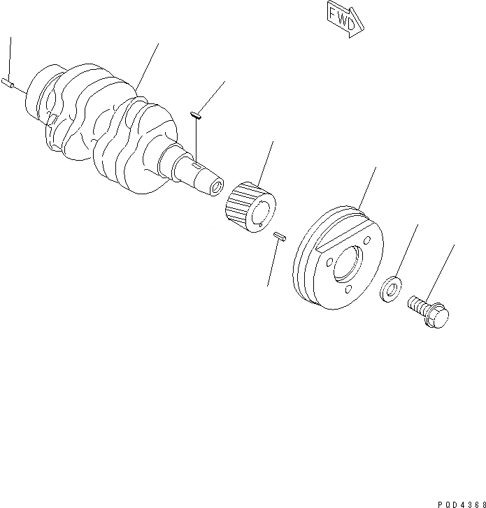 Схема запчастей Komatsu 2D68E-N3CB - КОЛЕНВАЛ ДВИГАТЕЛЬ
