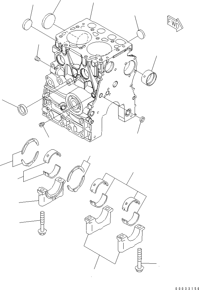 Схема запчастей Komatsu 2D70E-5S-BA - БЛОК ЦИЛИНДРОВ ДВИГАТЕЛЬ