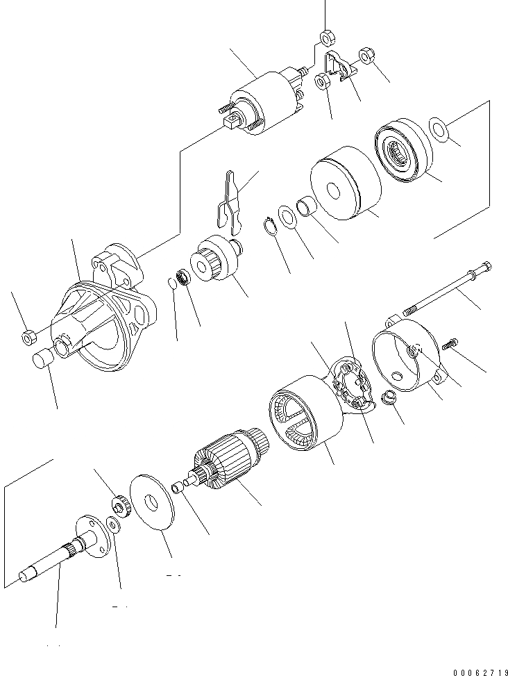 Схема запчастей Komatsu 2D70E-5S-BA - СТАРТЕР (ВНУТР. ЧАСТИ) ДВИГАТЕЛЬ