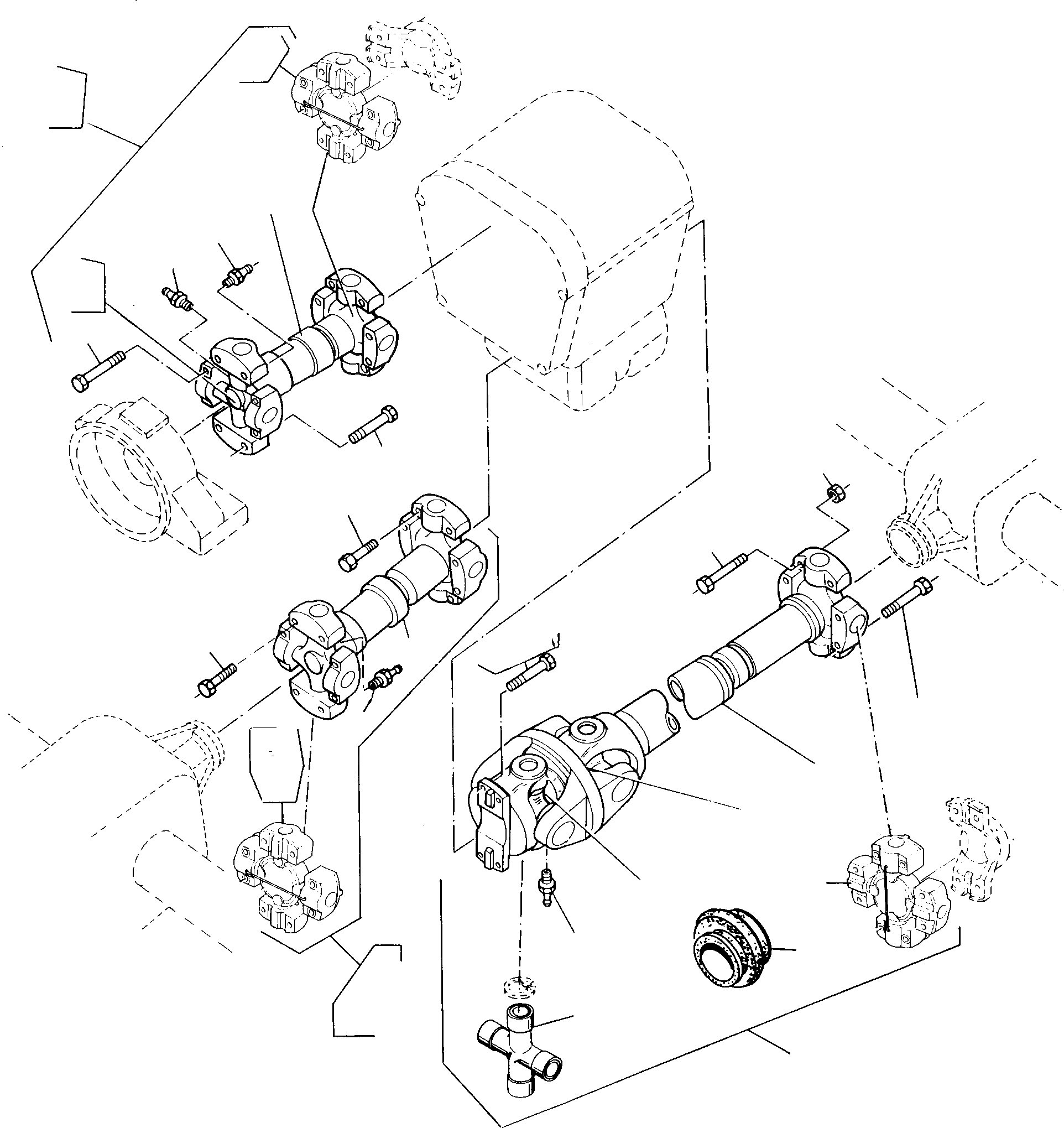 Схема запчастей Komatsu 35D - КРЕСТОВИНА ТРАНСМИССИЯ И ЗАДН. МОСТ