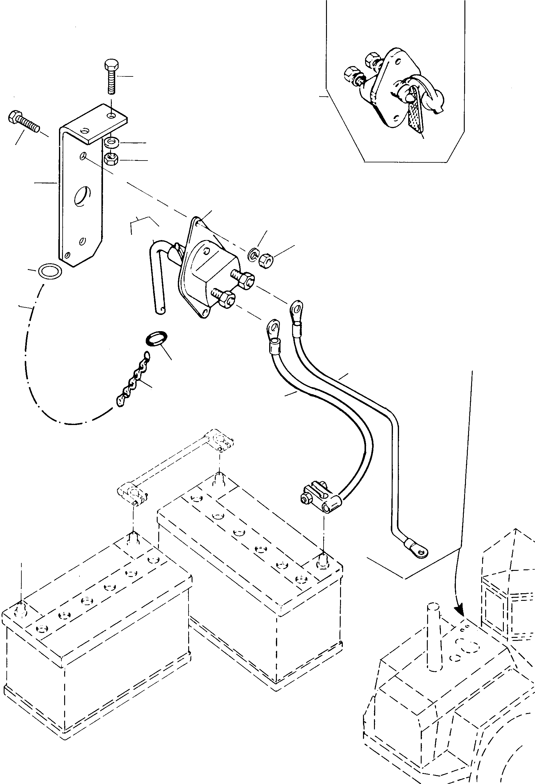 Схема запчастей Komatsu 35D - АККУМУЛЯТОР ОСНОВН. ПЕРЕКЛЮЧАТЕЛЬ ДВИГАТЕЛЬ, АКСЕССУАРЫ И ЭЛЕКТРИЧ. СИСТЕМА
