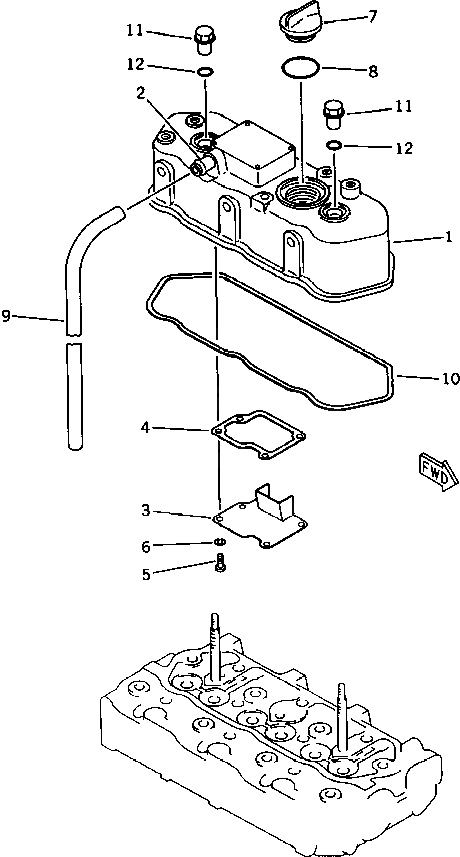Схема запчастей Komatsu 3D63-1A - ГОЛОВКА ЦИЛИНДРОВ COVER ГОЛОВКА ЦИЛИНДРОВ