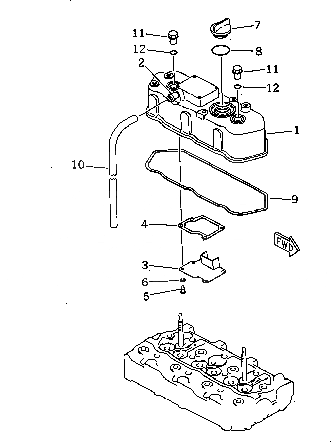 Схема запчастей Komatsu 3D68E-3C - ГОЛОВКА ЦИЛИНДРОВ COVER ГОЛОВКА ЦИЛИНДРОВ