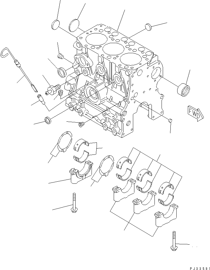 Схема запчастей Komatsu 3D68E-3B - БЛОК ЦИЛИНДРОВ БЛОК ЦИЛИНДРОВ