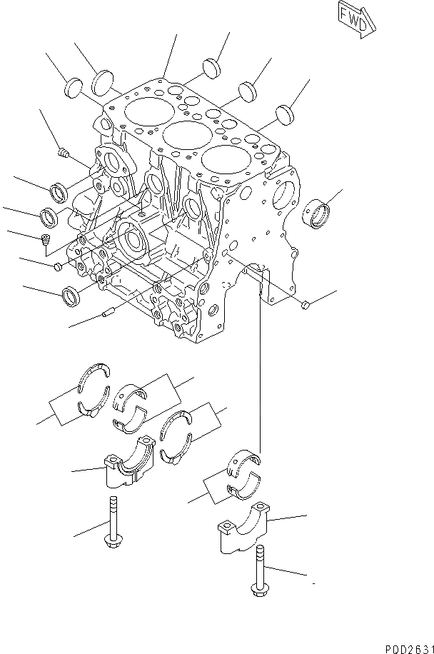 Схема запчастей Komatsu 3D68E-N3A - БЛОК ЦИЛИНДРОВ ДВИГАТЕЛЬ