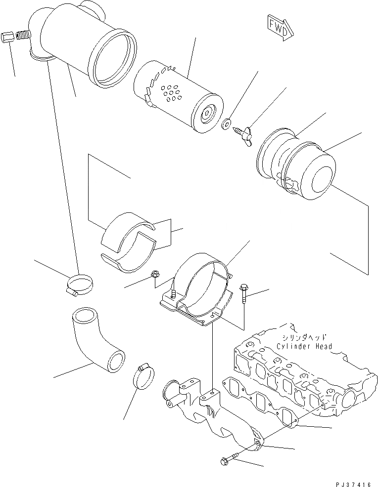 Схема запчастей Komatsu 3D72-2GA - ТРУБОПРОВОД ВПУСКА ВОЗДУХА И ВОЗДУХООЧИСТИТЕЛЬ ГОЛОВКА ЦИЛИНДРОВ