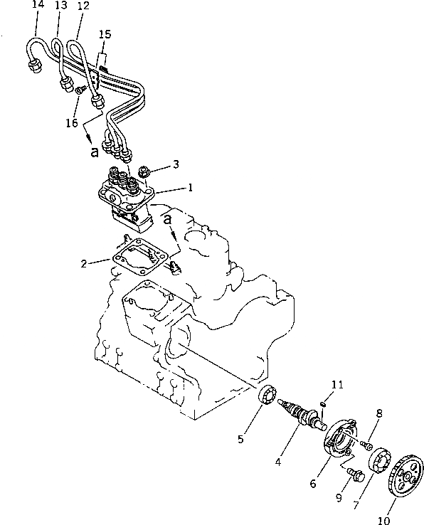 Схема запчастей Komatsu 3D72-2HA - ТОПЛ. НАСОС И ТРУБЫ ТОПЛИВН. СИСТЕМА