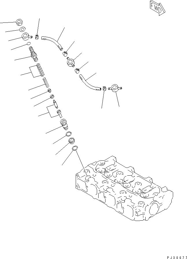 Схема запчастей Komatsu 3D72-2F - ТОПЛИВН. ФОРСУНКА И СЛИВНАЯ ТРУБКА ТОПЛИВН. СИСТЕМА