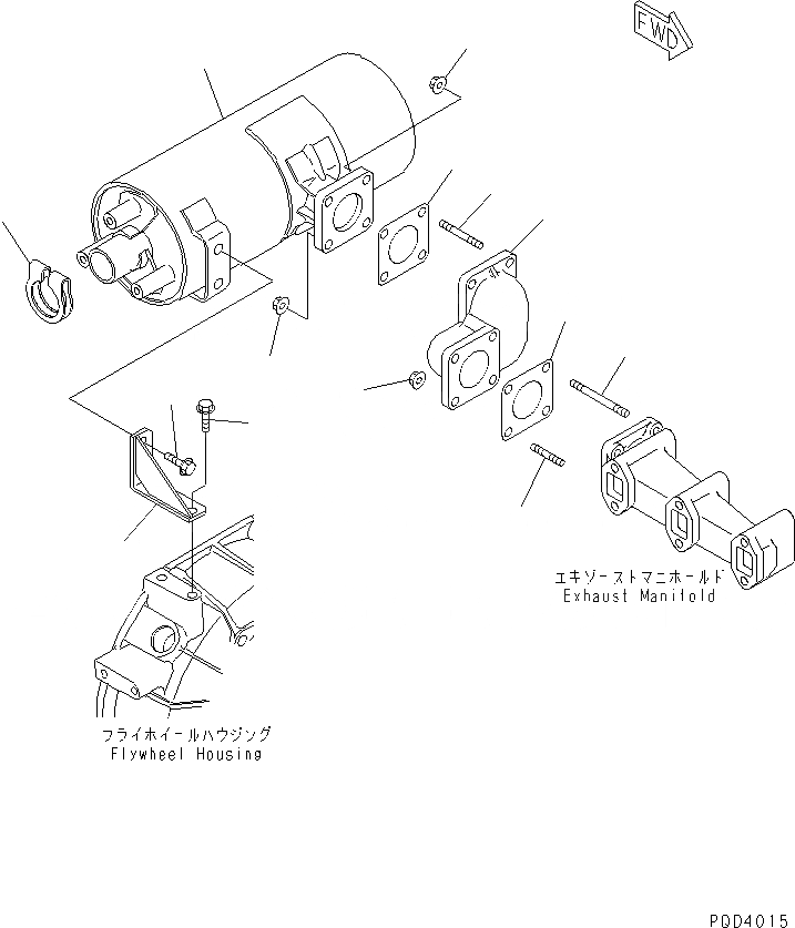 Схема запчастей Komatsu 3D74E-N3A - ГЛУШИТЕЛЬ ДВИГАТЕЛЬ