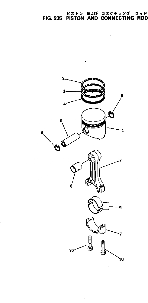 Схема запчастей Komatsu 3D75-1A - ПОРШЕНЬ И ШАТУН БЛОК ЦИЛИНДРОВ