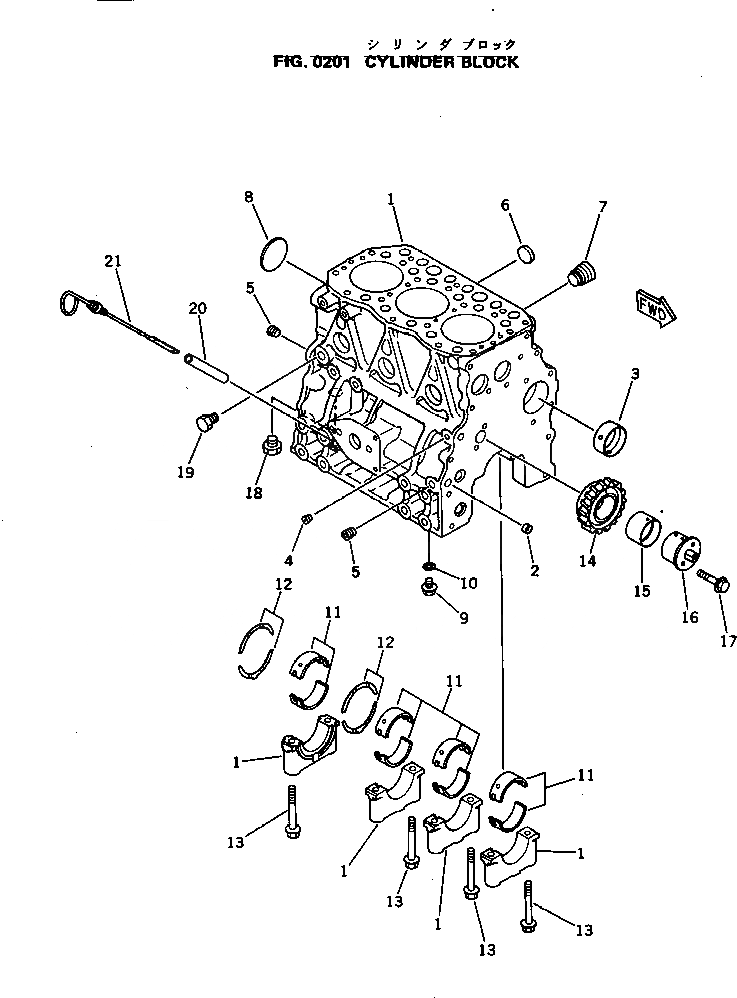 Схема запчастей Komatsu 3D75-2C - БЛОК ЦИЛИНДРОВ БЛОК ЦИЛИНДРОВ