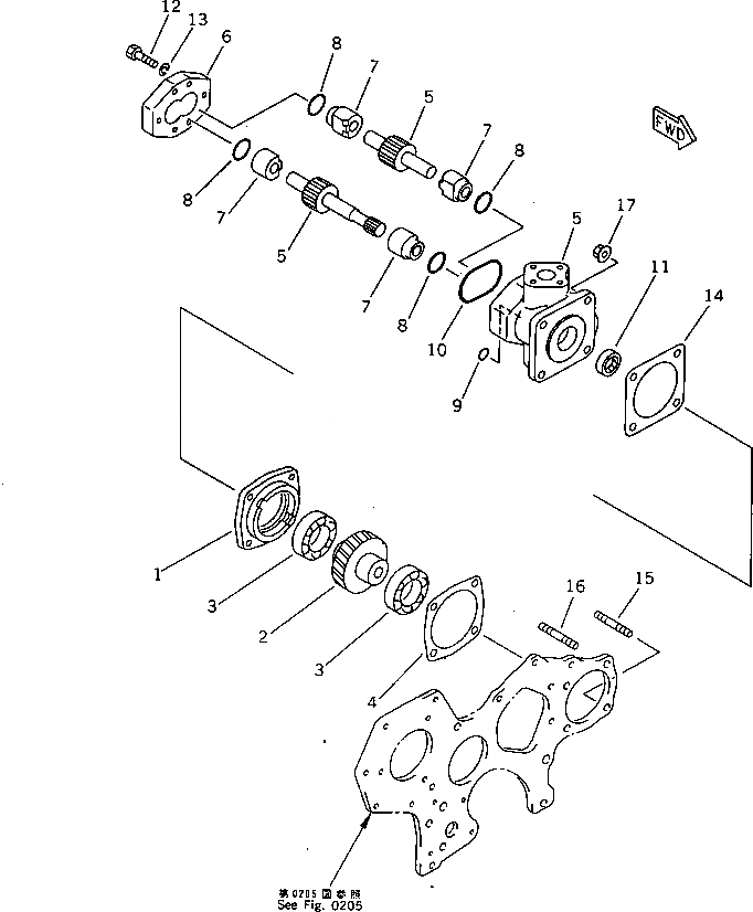 Схема запчастей Komatsu 3D75N-1YC - - -