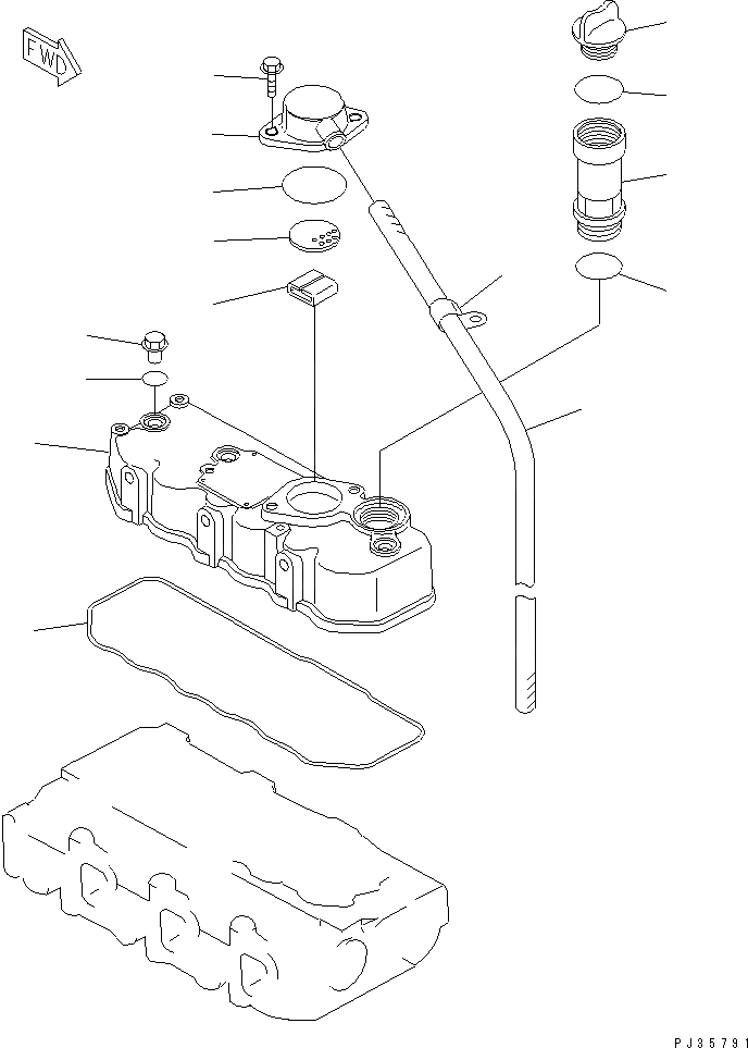 Схема запчастей Komatsu 3D75N-2E - ГОЛОВКА ЦИЛИНДРОВ COVER ГОЛОВКА ЦИЛИНДРОВ