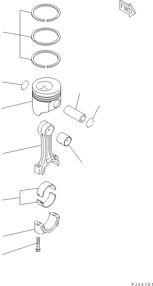 Схема запчастей Komatsu 3D75N-2E - ПОРШЕНЬ И ШАТУН БЛОК ЦИЛИНДРОВ