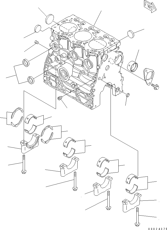 Схема запчастей Komatsu 3D76E-5N-BA - БЛОК ЦИЛИНДРОВ ДВИГАТЕЛЬ