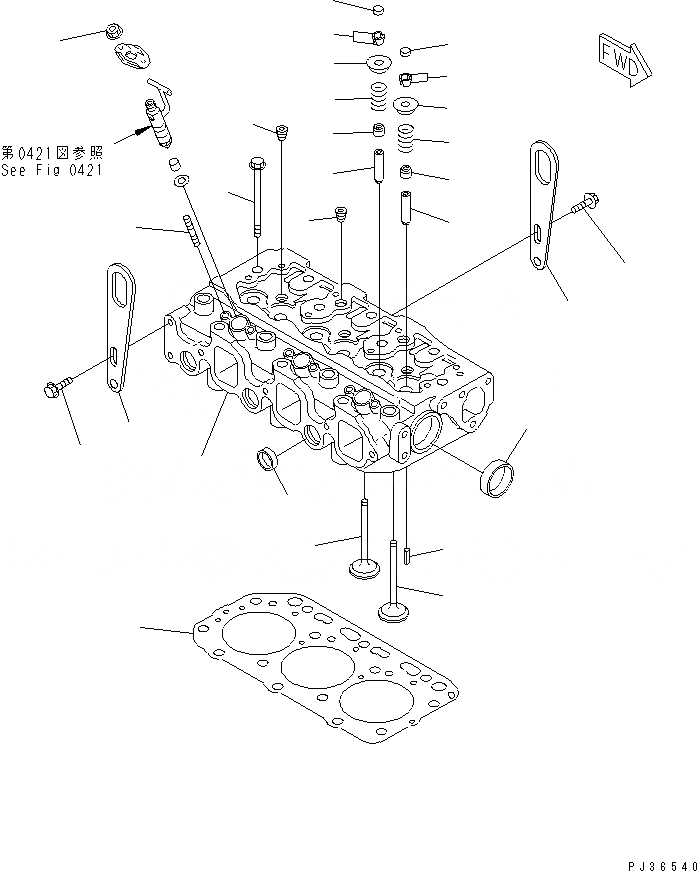 Схема запчастей Komatsu 3D78-1D - ГОЛОВКА ЦИЛИНДРОВ(№89-) ГОЛОВКА ЦИЛИНДРОВ