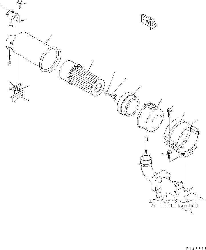 Схема запчастей Komatsu 3D78N-1B - ВОЗДУХООЧИСТИТЕЛЬ И КРЕПЛЕНИЕ ГОЛОВКА ЦИЛИНДРОВ