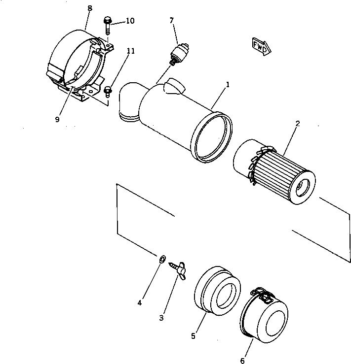 Схема запчастей Komatsu 3D78N-1A - ВОЗДУХООЧИСТИТЕЛЬ И КРЕПЛЕНИЕ(№-8) ГОЛОВКА ЦИЛИНДРОВ