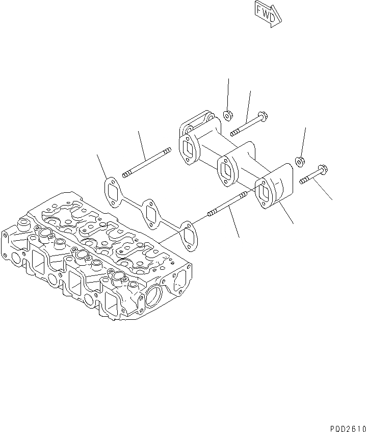 Схема запчастей Komatsu 3D82AE-3G - ВЫПУСКНОЙ КОЛЛЕКТОР(№9-) ДВИГАТЕЛЬ
