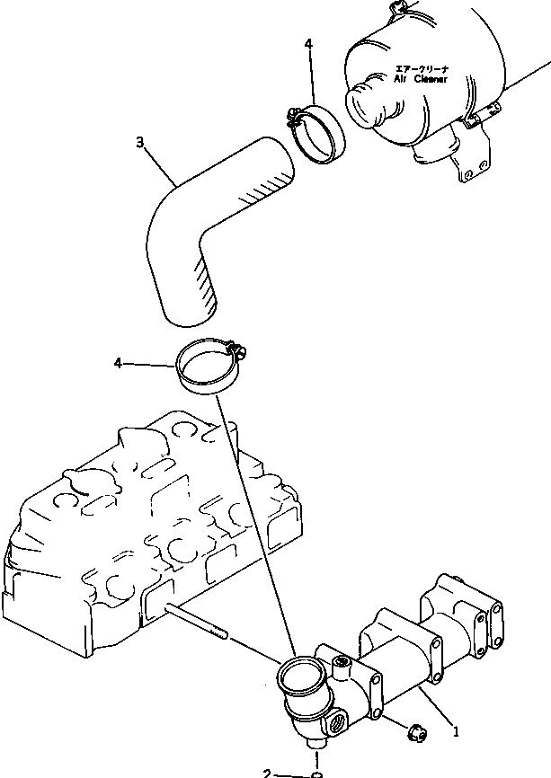 Схема запчастей Komatsu 3D84-1H - ТРУБОПРОВОД ВПУСКА ВОЗДУХА И СОЕДИН-Е ГОЛОВКА ЦИЛИНДРОВ