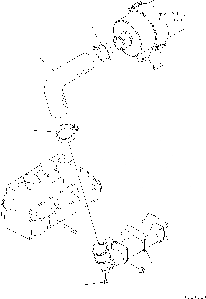 Схема запчастей Komatsu 3D84-1J - ТРУБОПРОВОД ВПУСКА ВОЗДУХА И СОЕДИН-Е ГОЛОВКА ЦИЛИНДРОВ