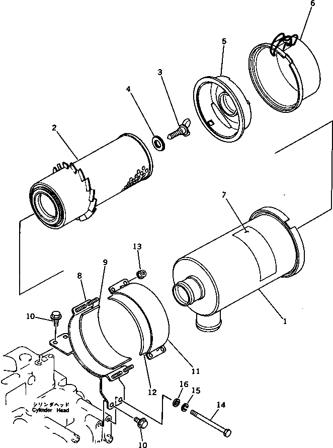 Схема запчастей Komatsu 3D84-1J - ВОЗДУХООЧИСТИТЕЛЬ ГОЛОВКА ЦИЛИНДРОВ