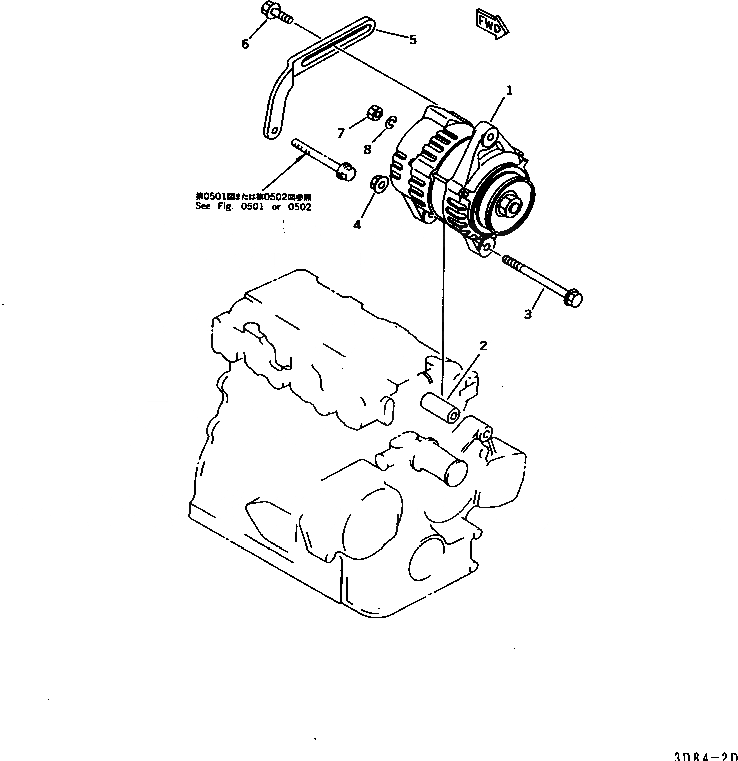 Схема запчастей Komatsu 3D84-2D - ГЕНЕРАТОР И КРЕПЛЕНИЕ (A)(№-) ЭЛЕКТРИКА