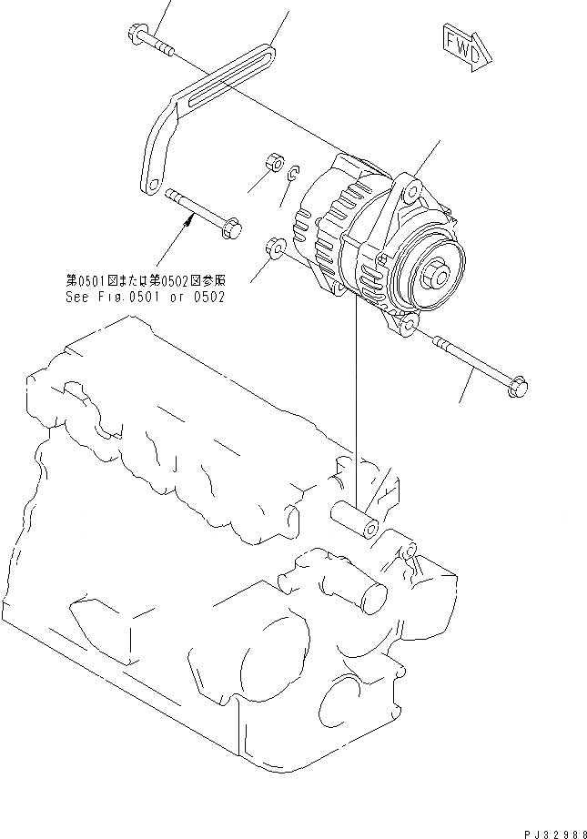 Схема запчастей Komatsu 3D84-2E - ГЕНЕРАТОР И КРЕПЛЕНИЕ (A)(№-) ЭЛЕКТРИКА
